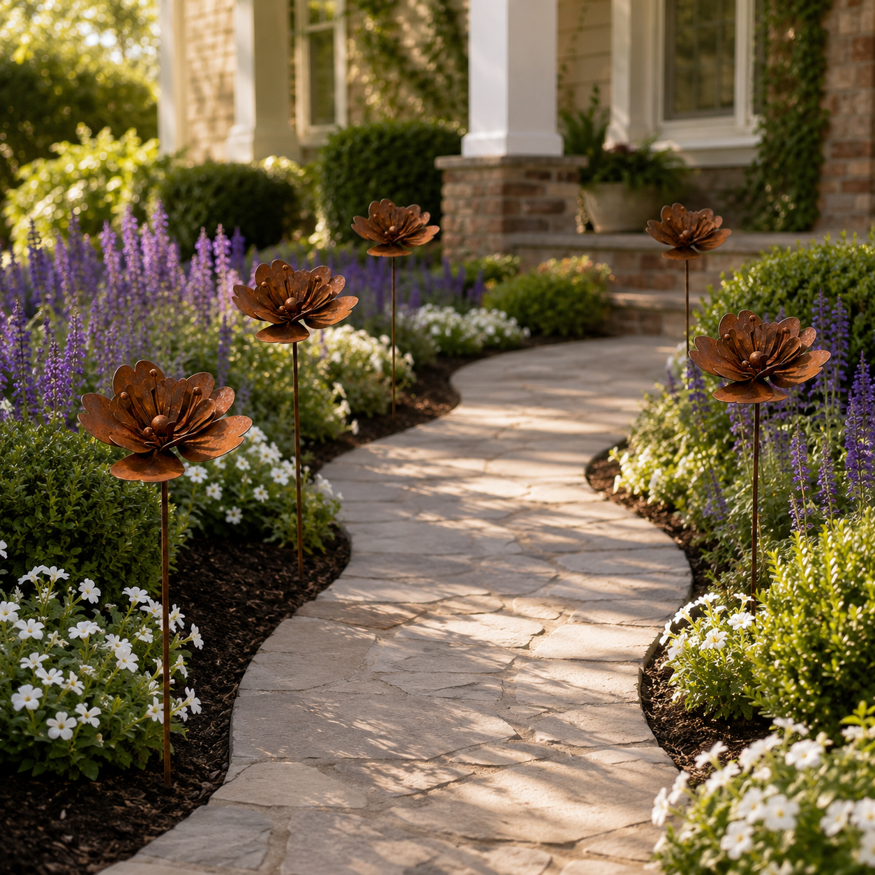 Rustic Metal Flower Garden Stake