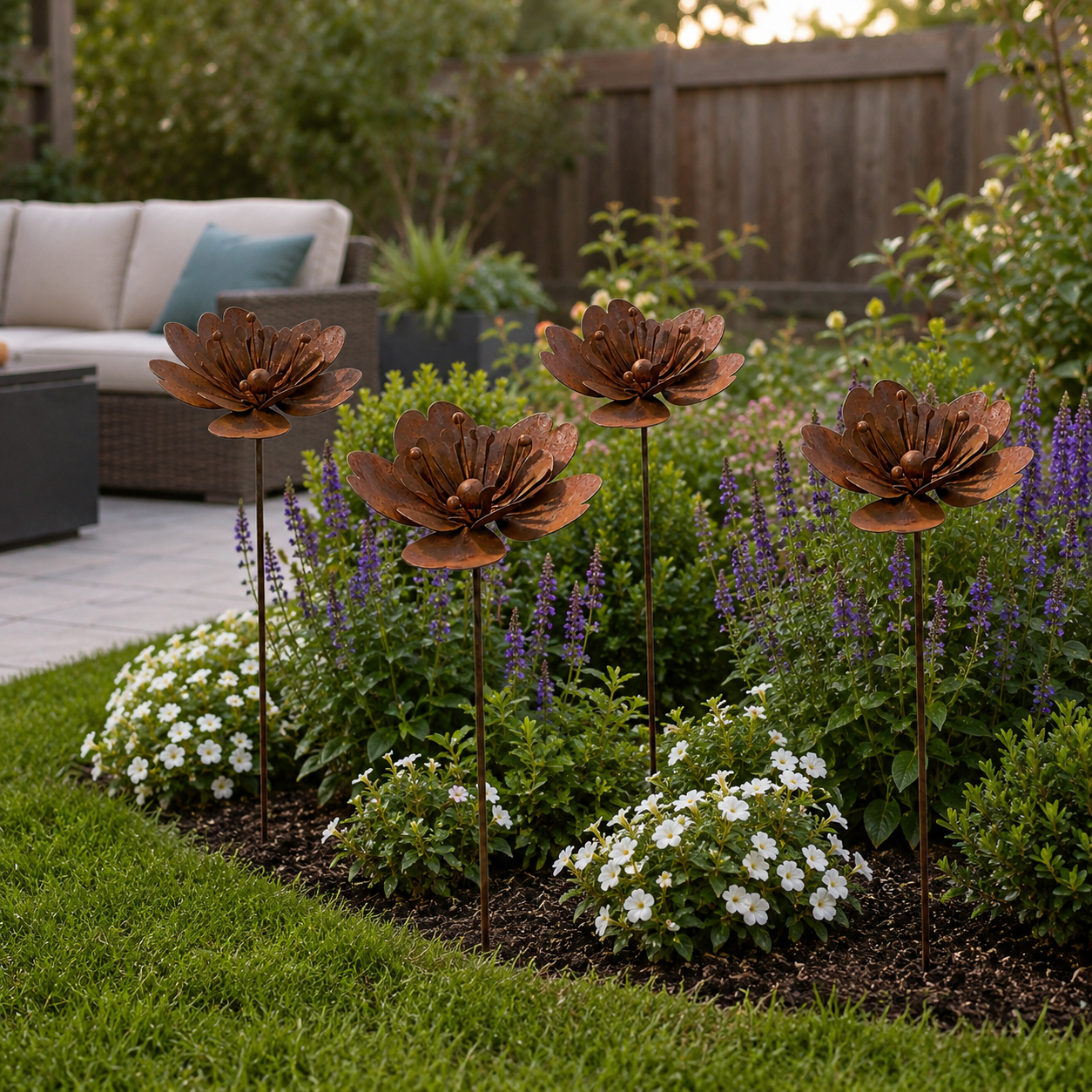 Rustic Metal Flower Garden Stake