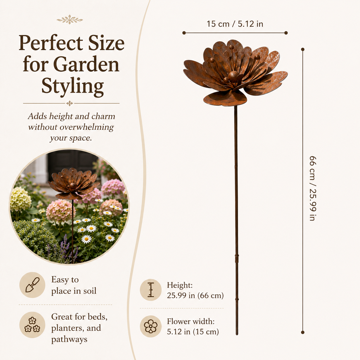 Rustic Metal Flower Garden Stake