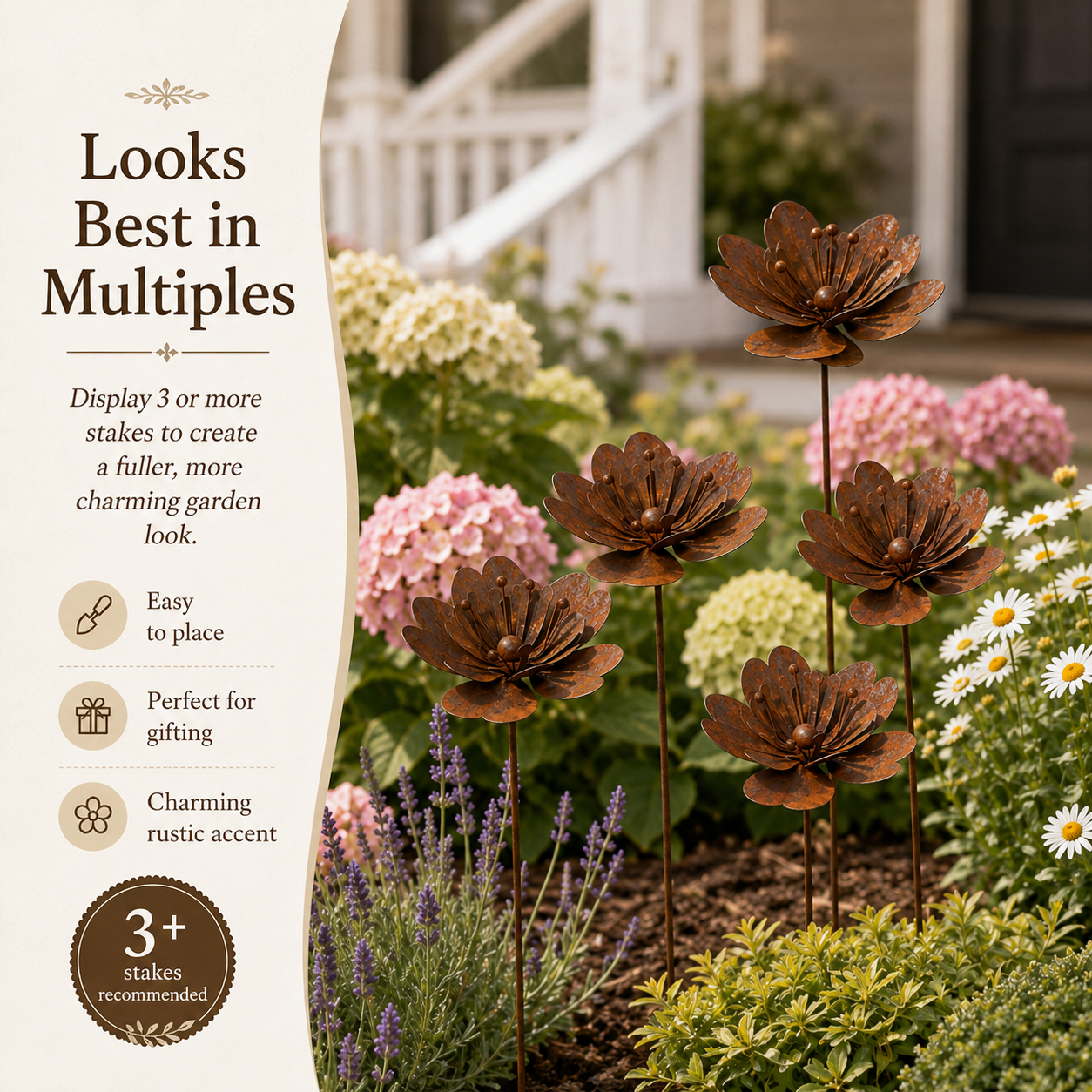 Rustic Metal Flower Garden Stake