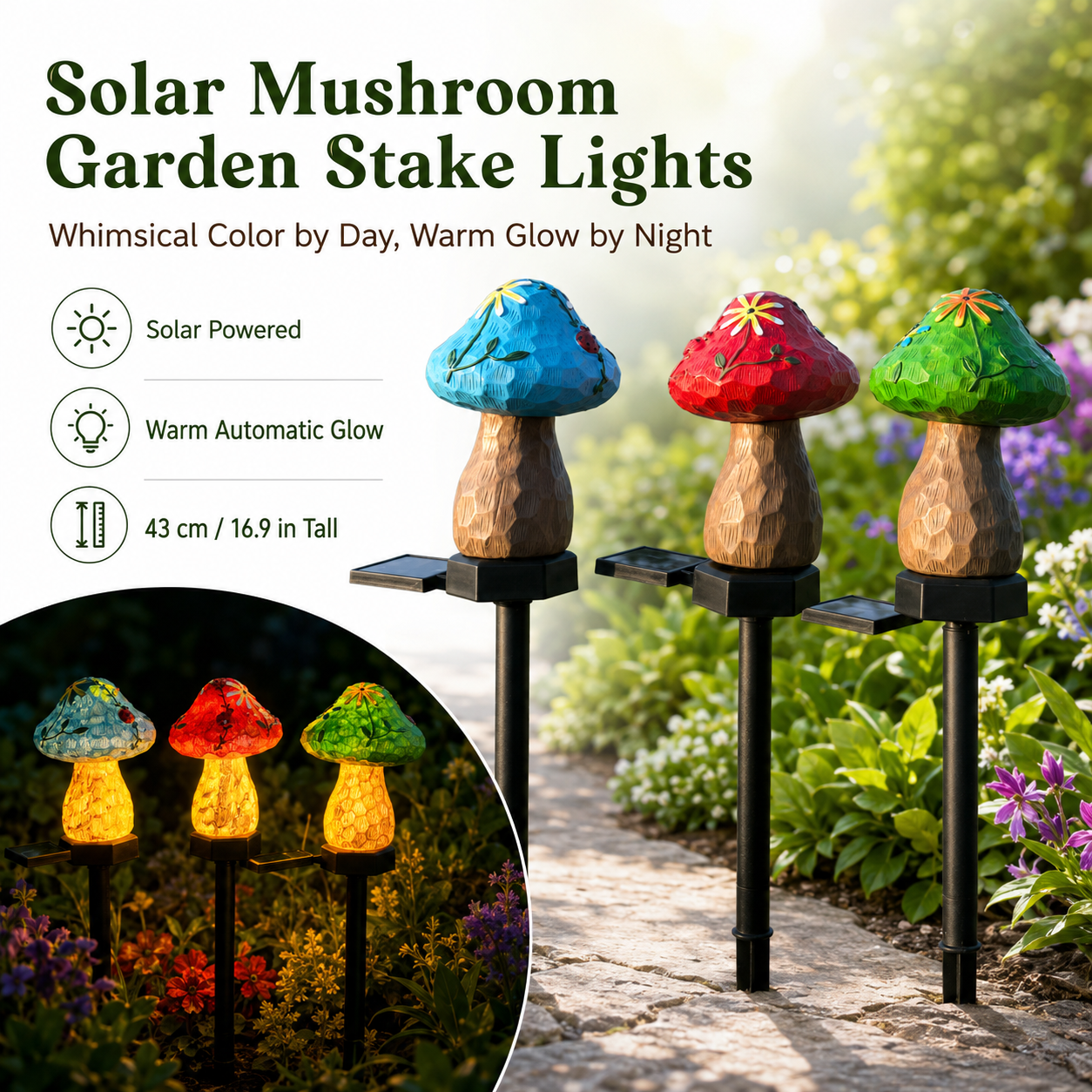 Solar Mushroom Garden Stake Lights