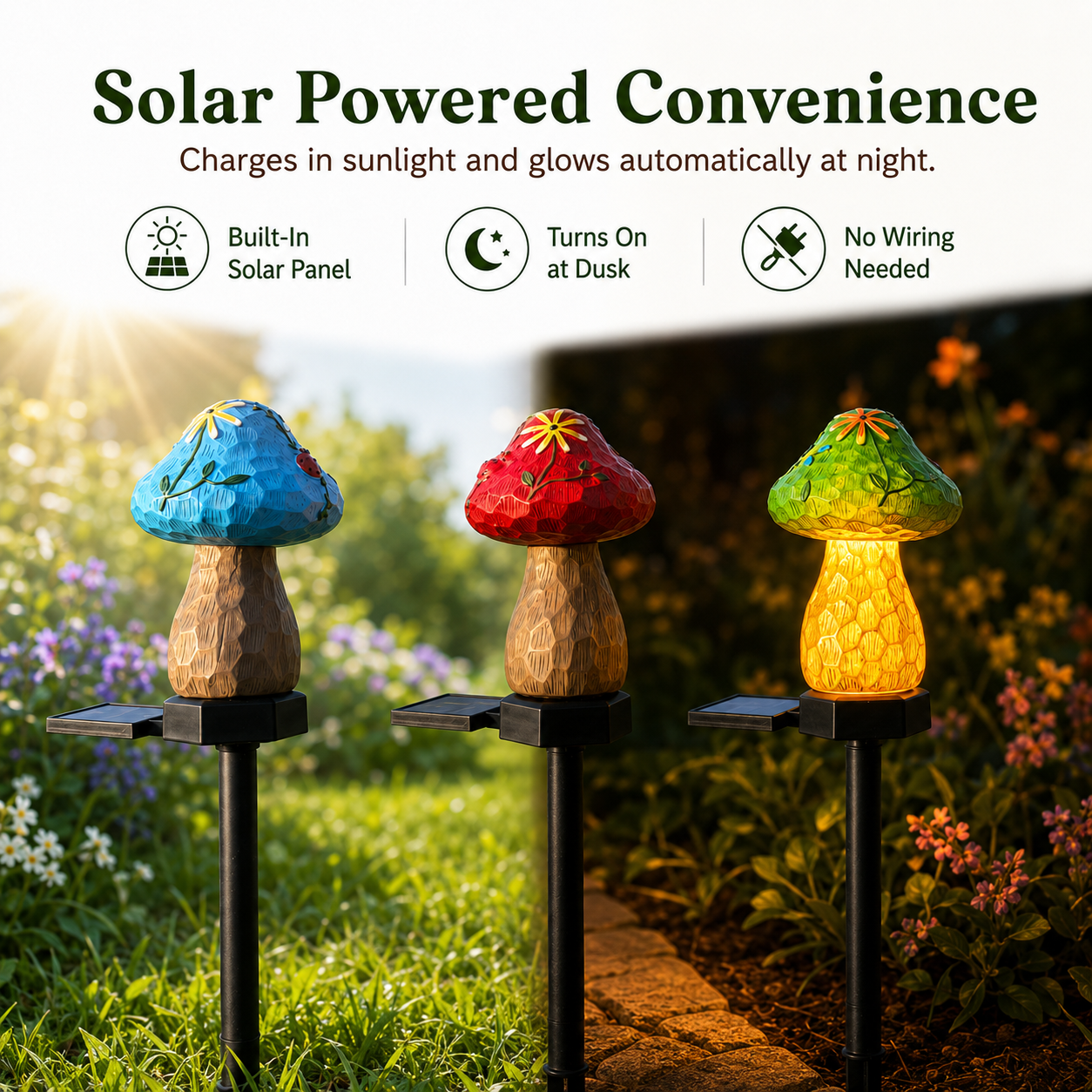 Solar Mushroom Garden Stake Lights