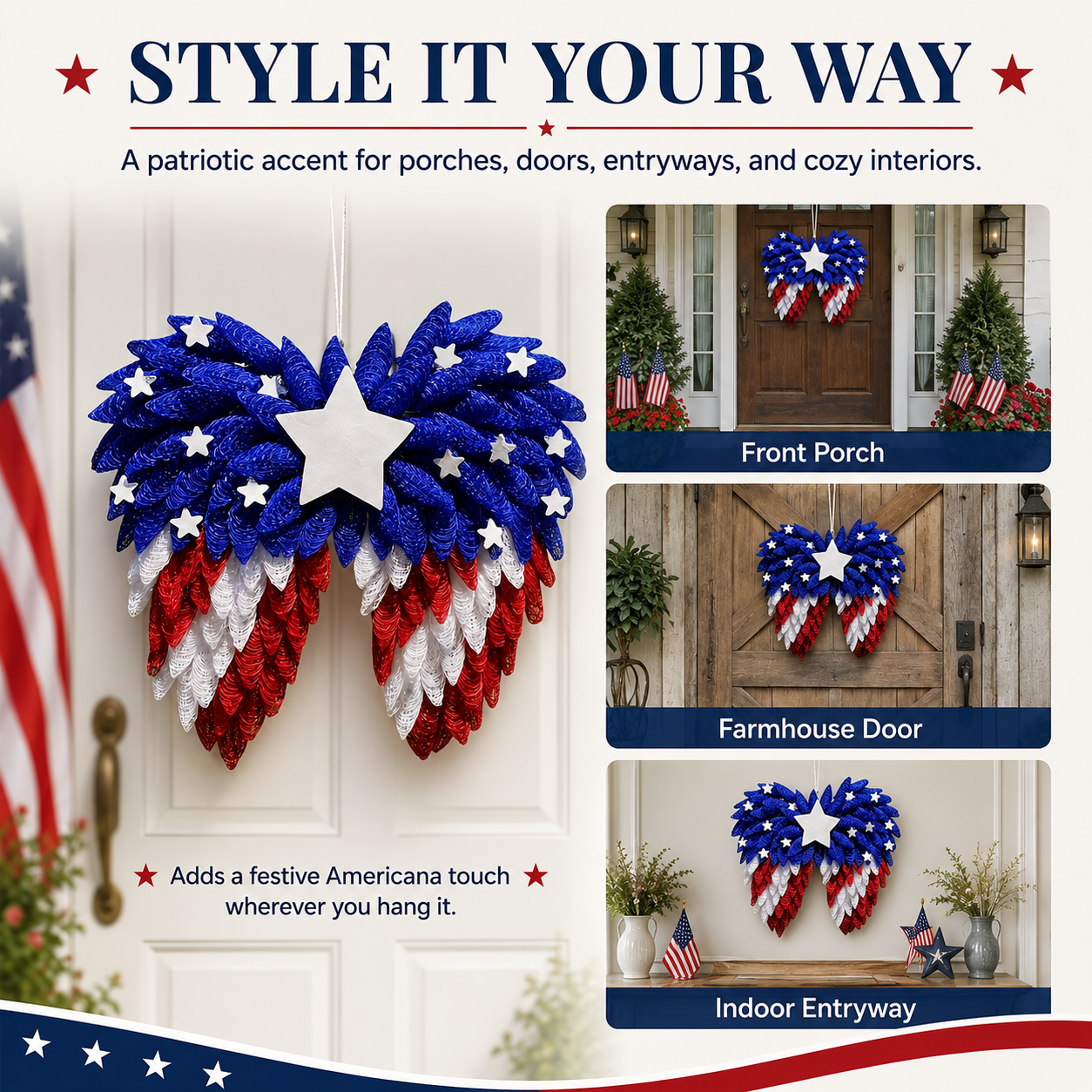 Patriotic Eagle Wing Door Hanging Decor