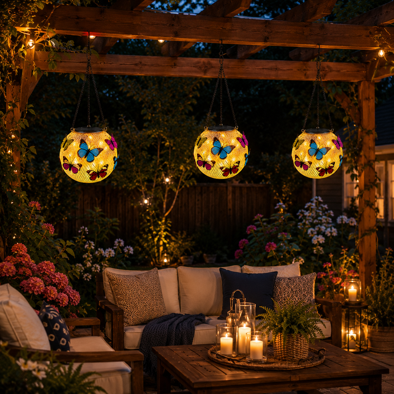 Solar Hanging Butterfly Lantern for Garden, Patio & Porch Decor