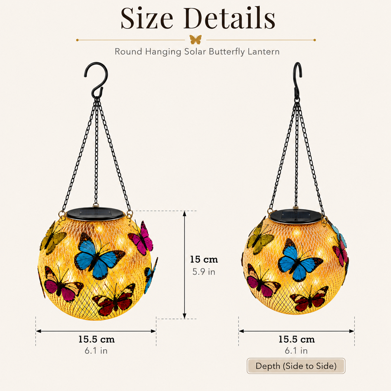 Solar Hanging Butterfly Lantern for Garden, Patio & Porch Decor