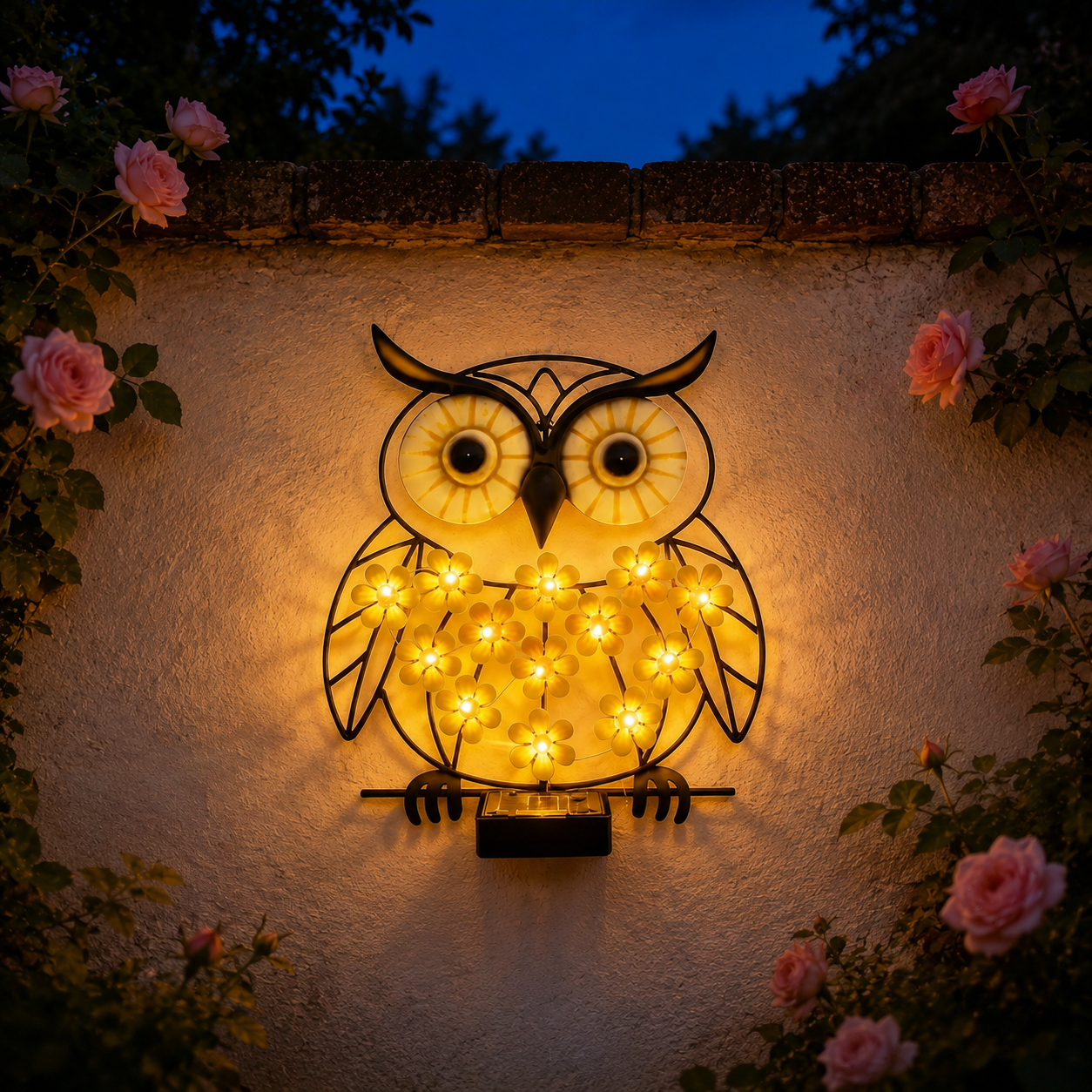 Solar Butterfly Wall Light with Warm White Flower LEDs