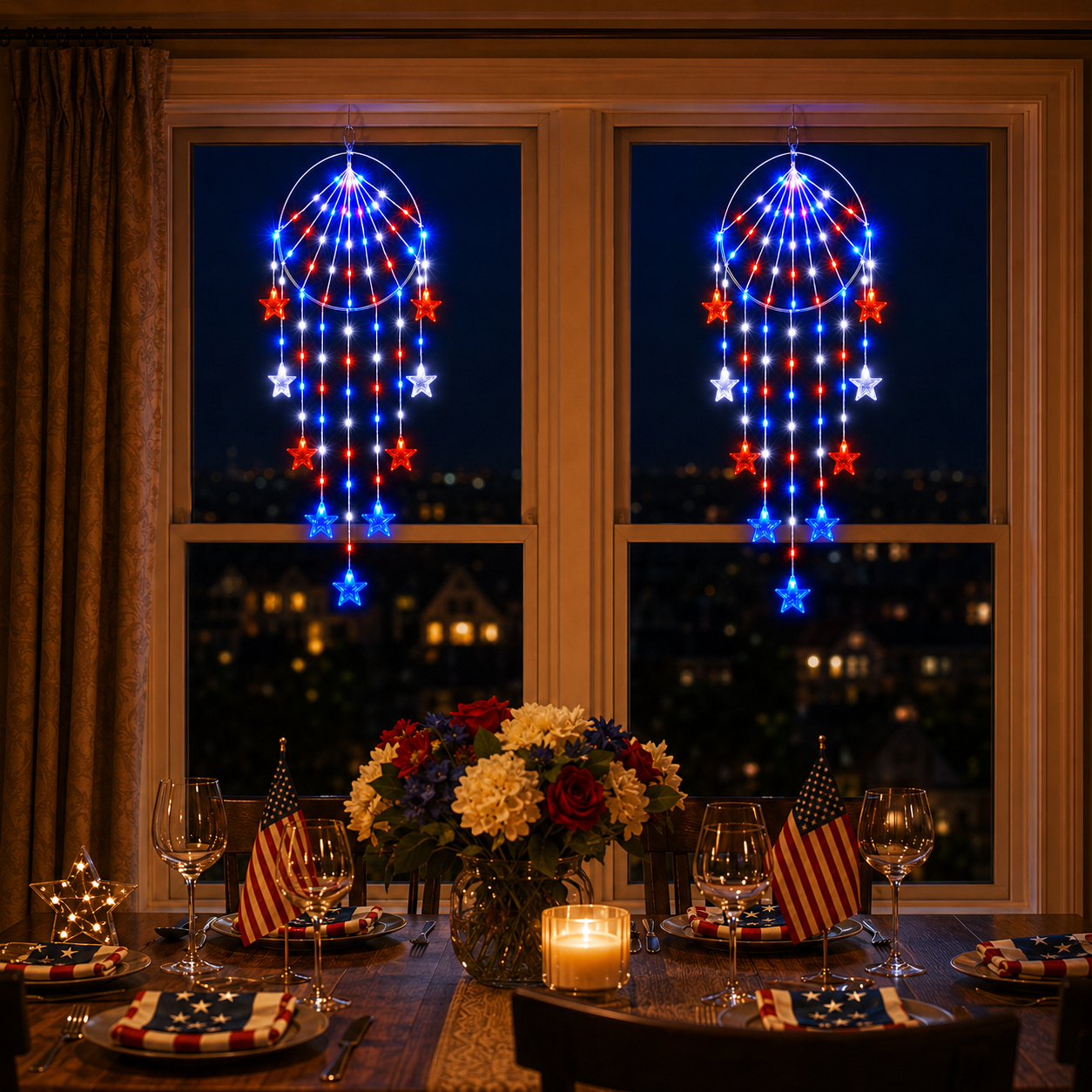 Patriotic Hanging Star Lights with Remote Control
