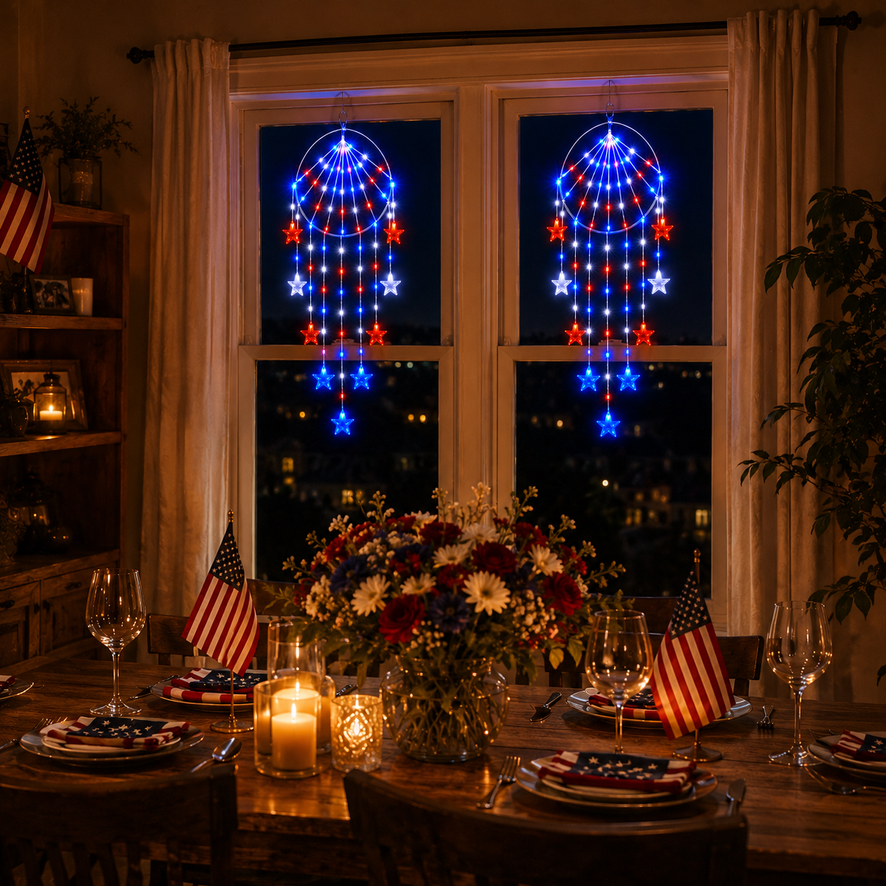 Patriotic Hanging Star Lights with Remote Control