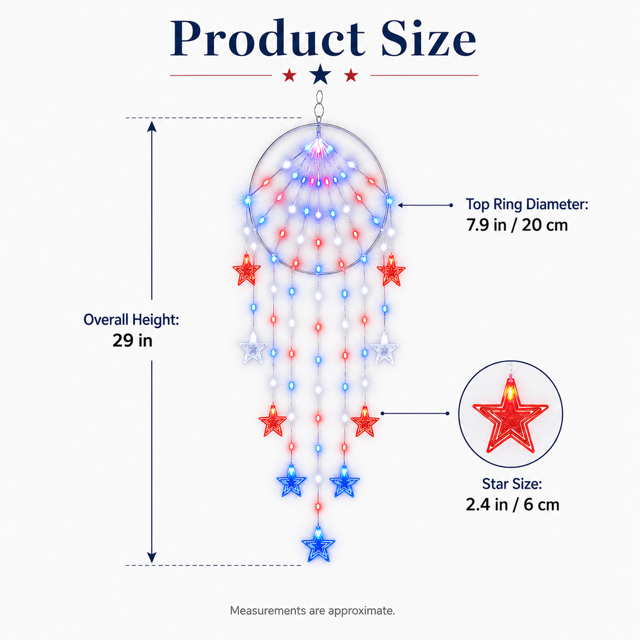 Patriotic Hanging Star Lights with Remote Control