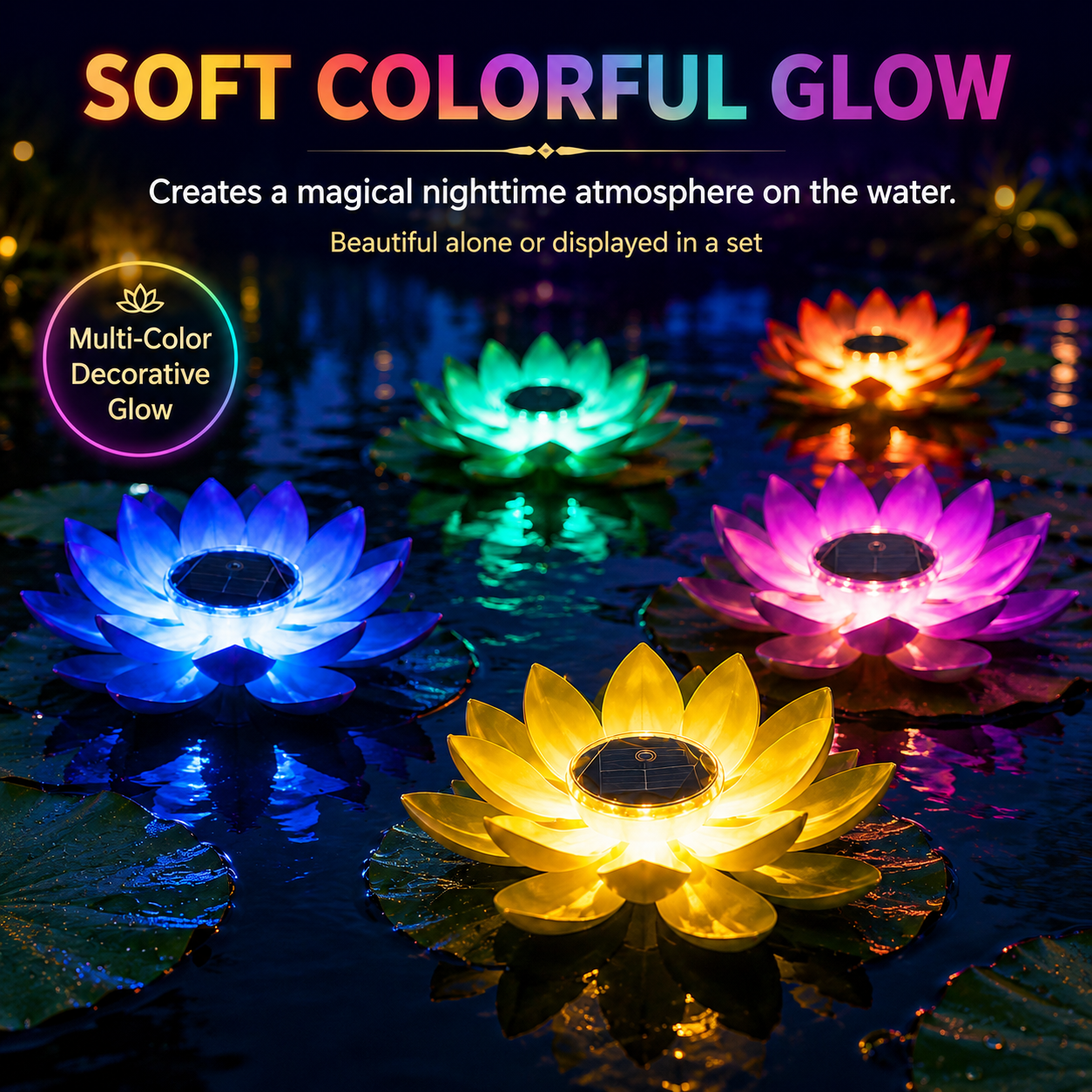 Solar Floating Lotus Pond Lights