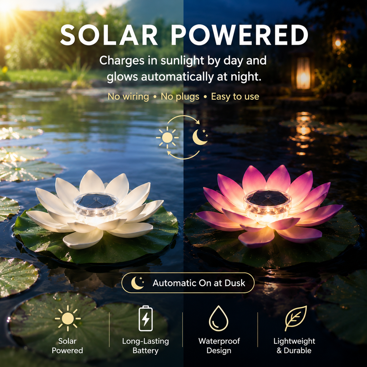 Solar Floating Lotus Pond Lights