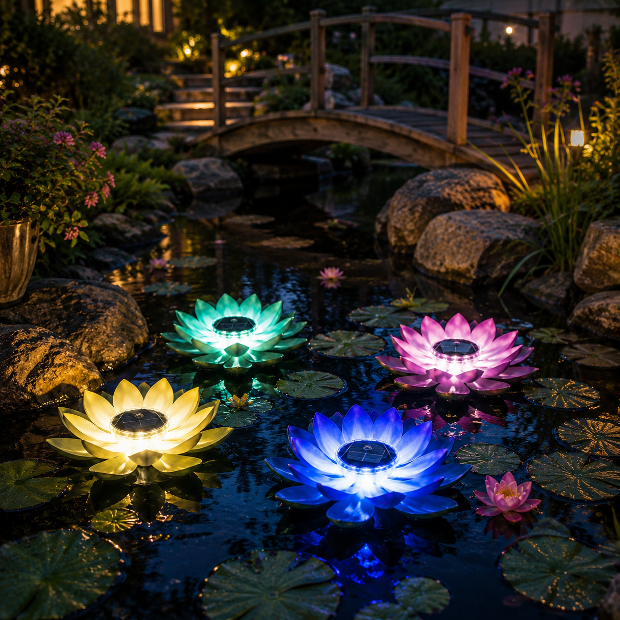 Solar Floating Lotus Pond Lights