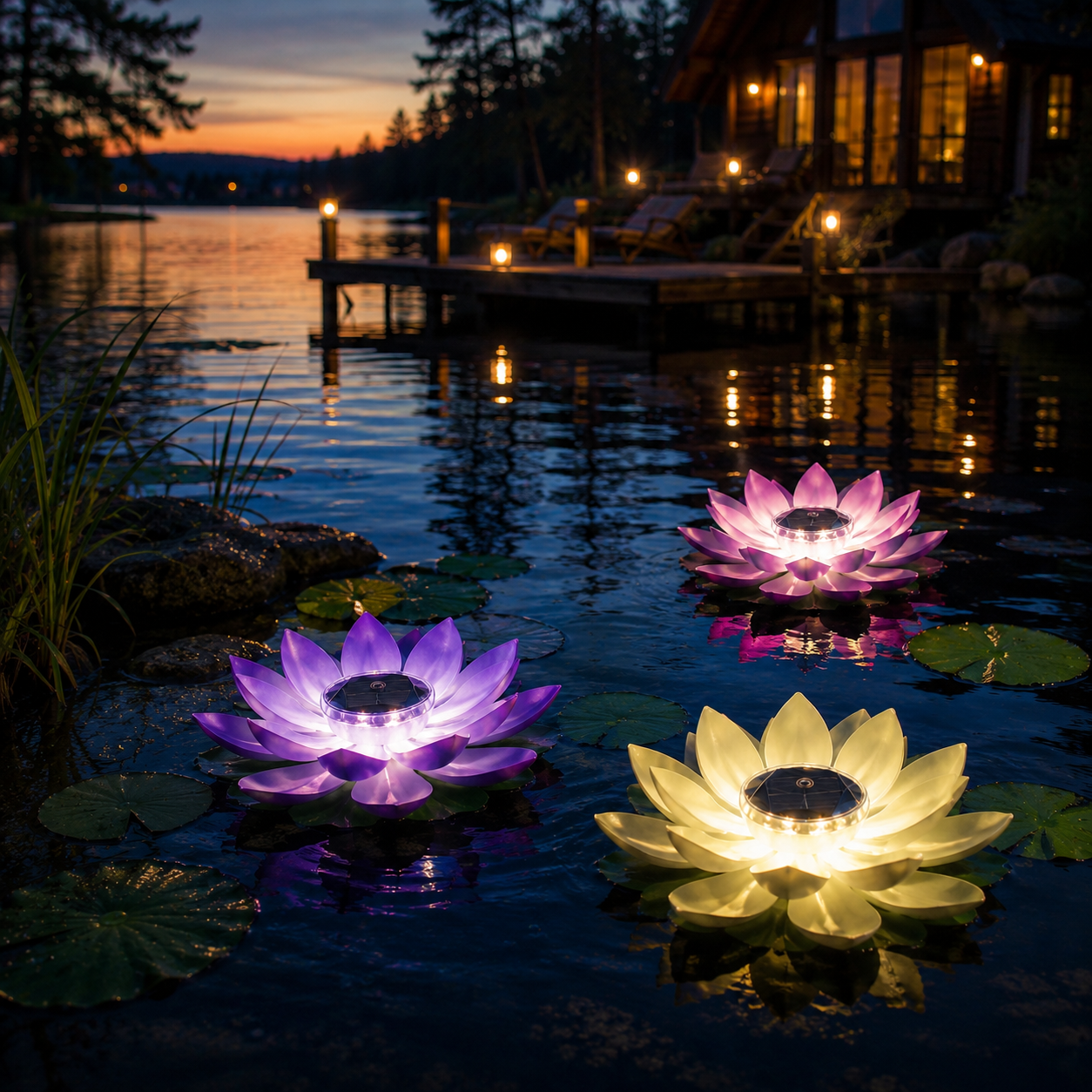 Solar Floating Lotus Pond Lights