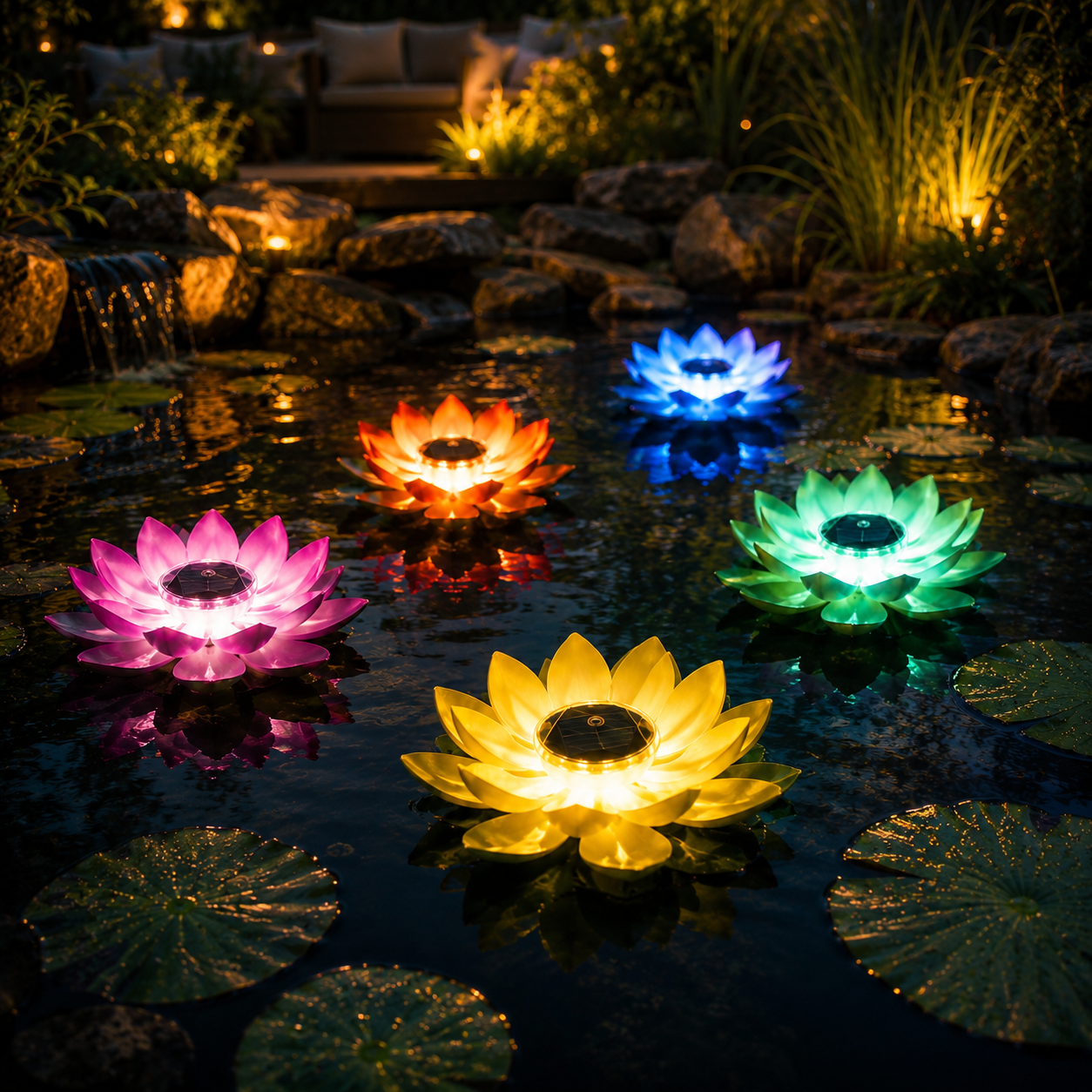 Solar Floating Lotus Pond Lights