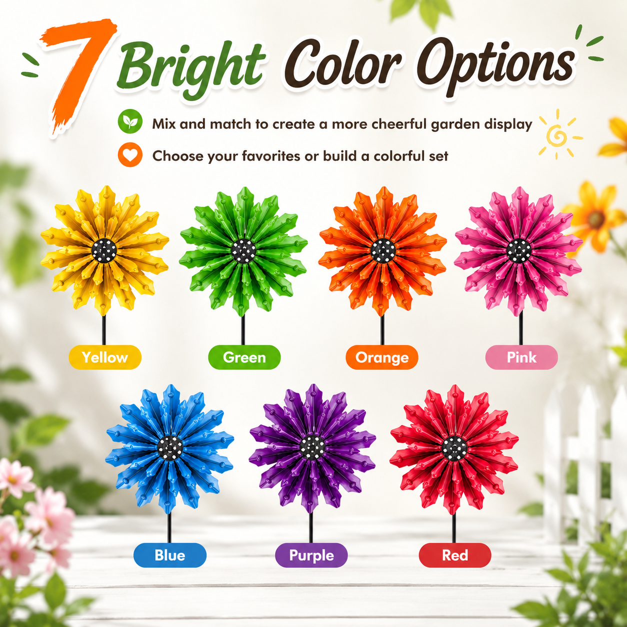 Colorful Iron Flower Garden Stake for Outdoor Décor