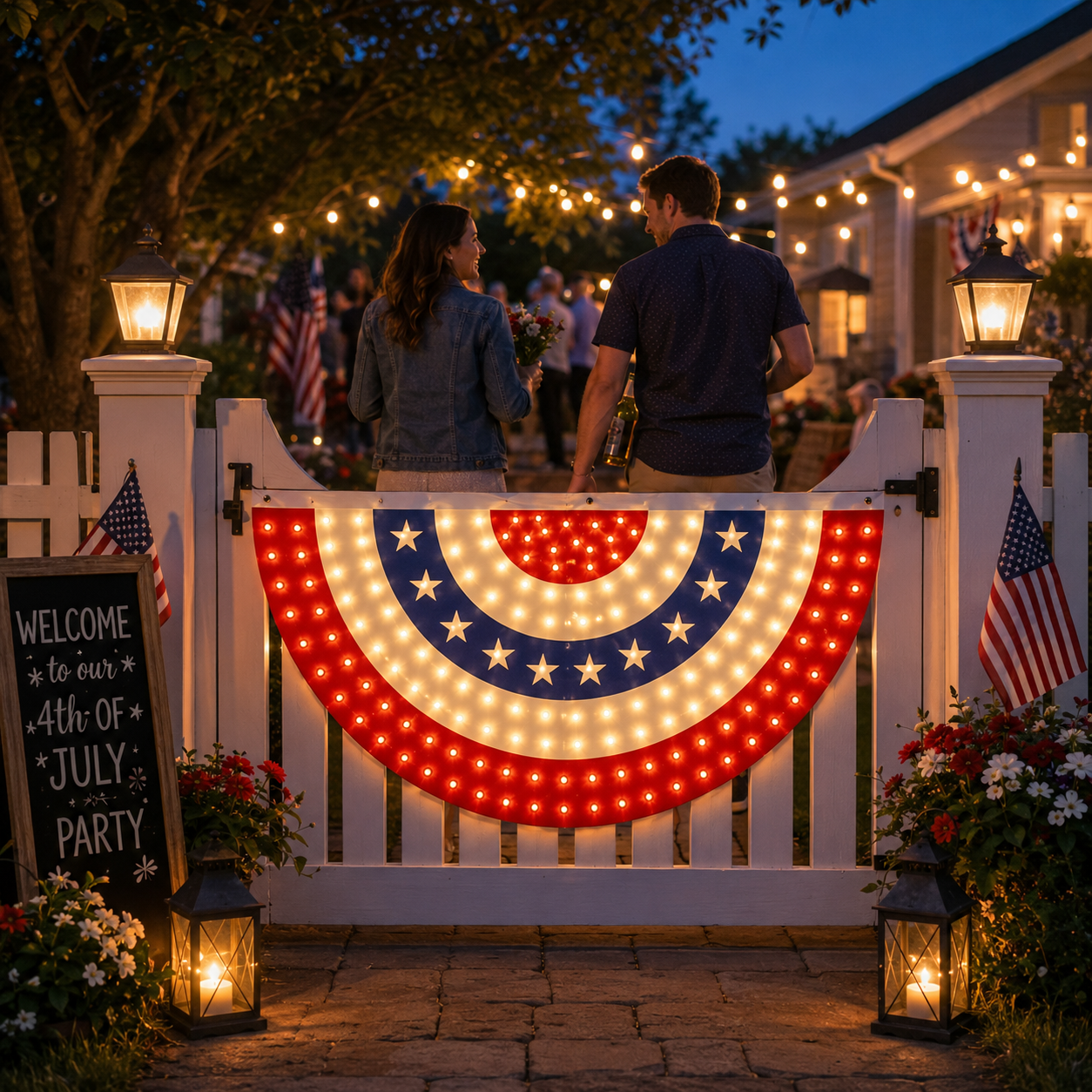 Lighted Patriotic Bunting Flag