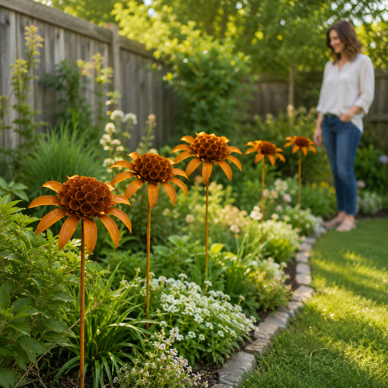 Rustic Metal Flower Garden Stake