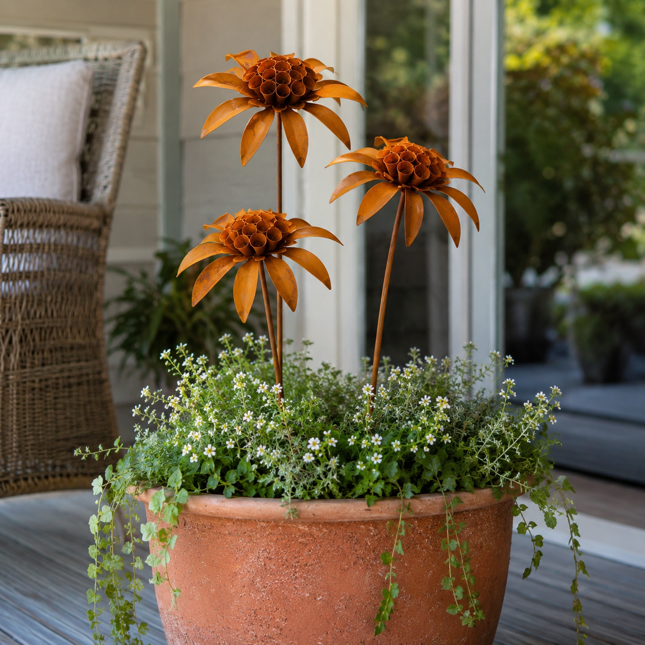 Rustic Metal Flower Garden Stake