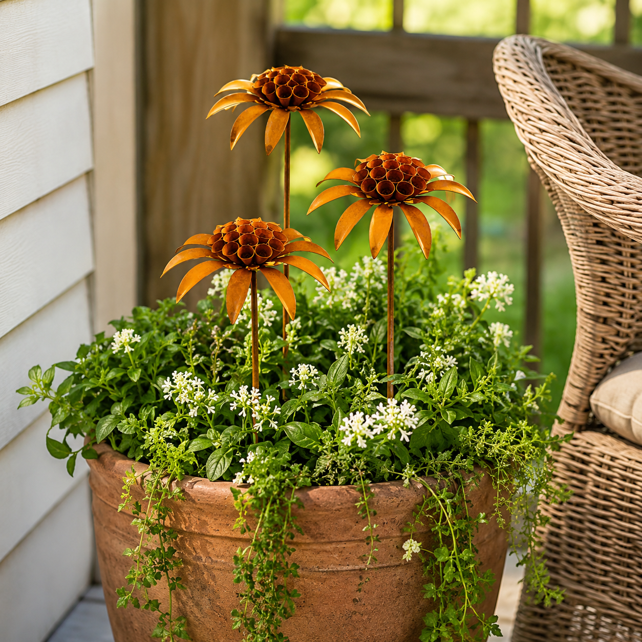 Rustic Metal Flower Garden Stake