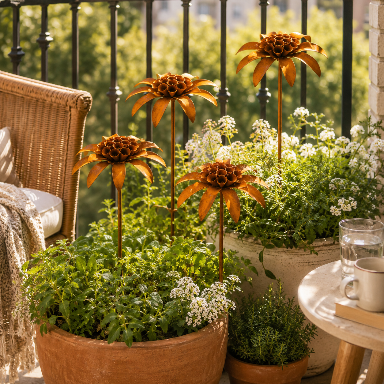 Rustic Metal Flower Garden Stake