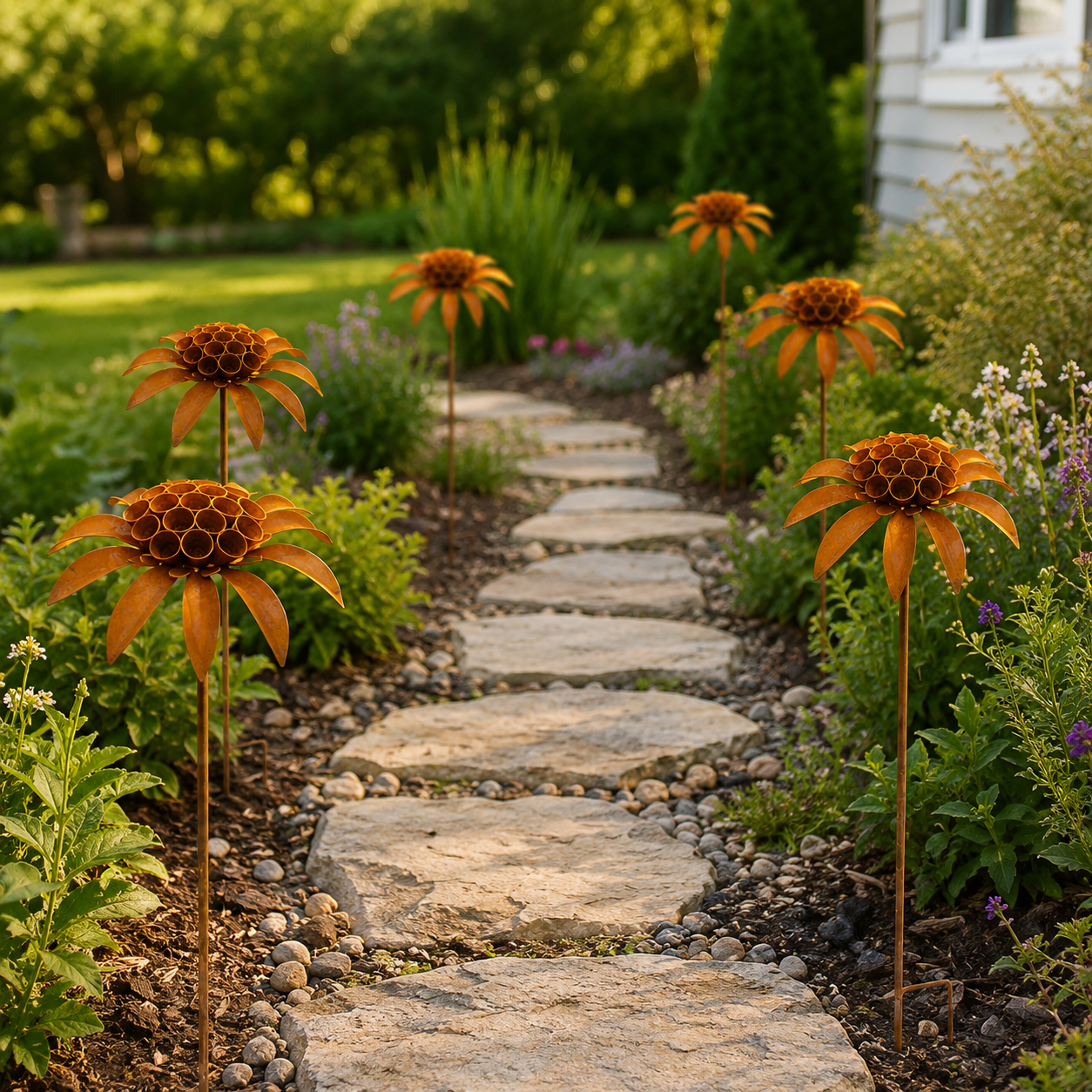 Rustic Metal Flower Garden Stake