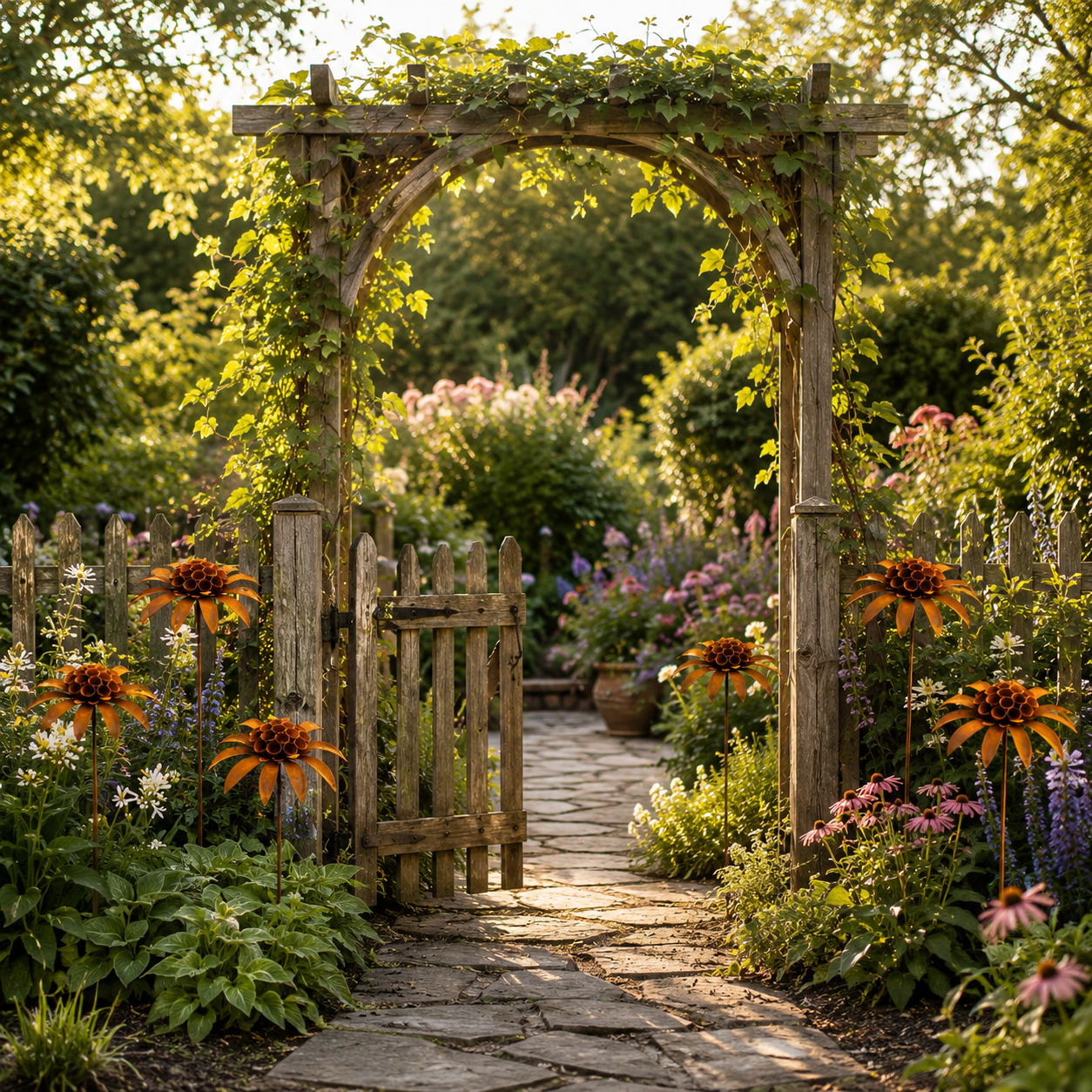 Rustic Metal Flower Garden Stake