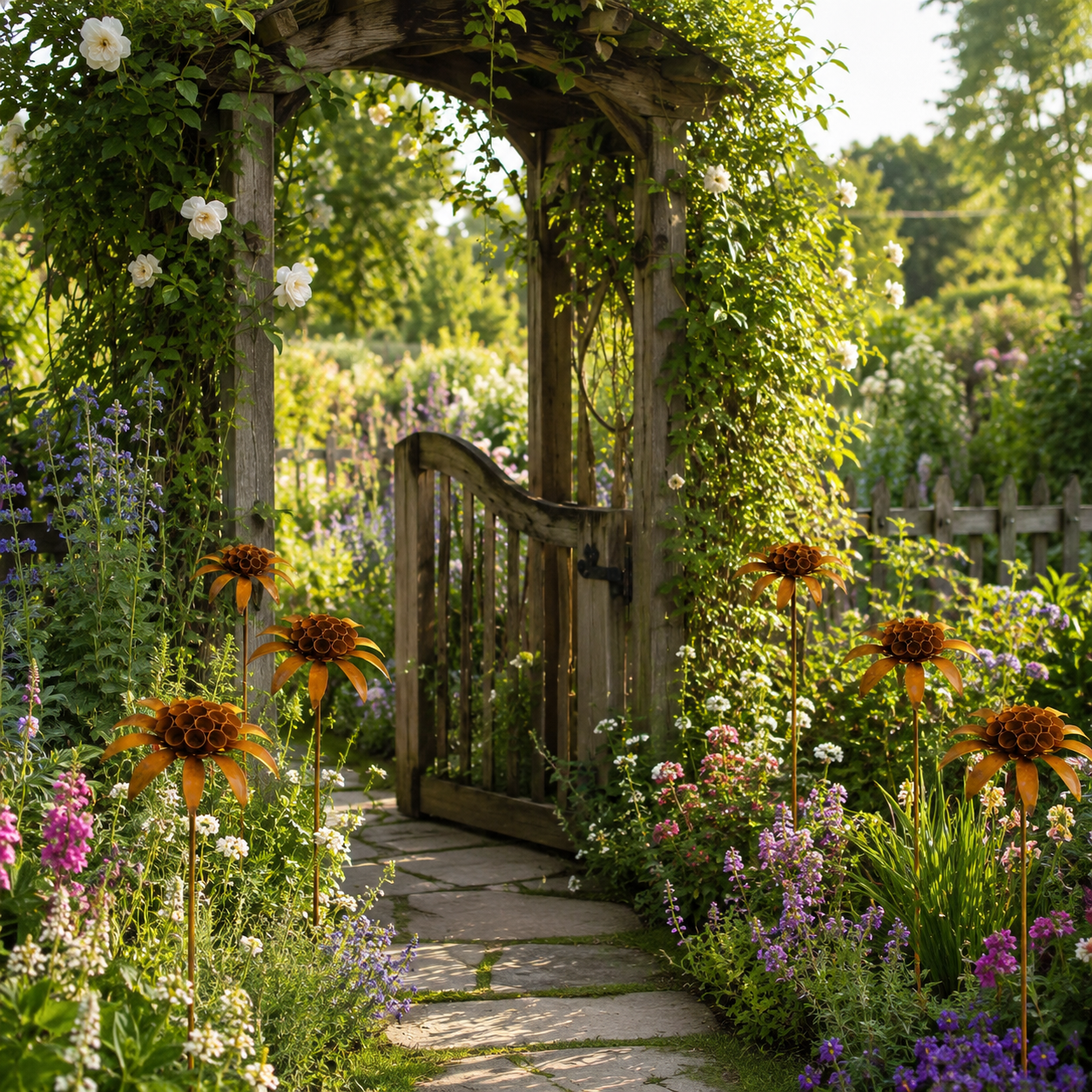 Rustic Metal Flower Garden Stake