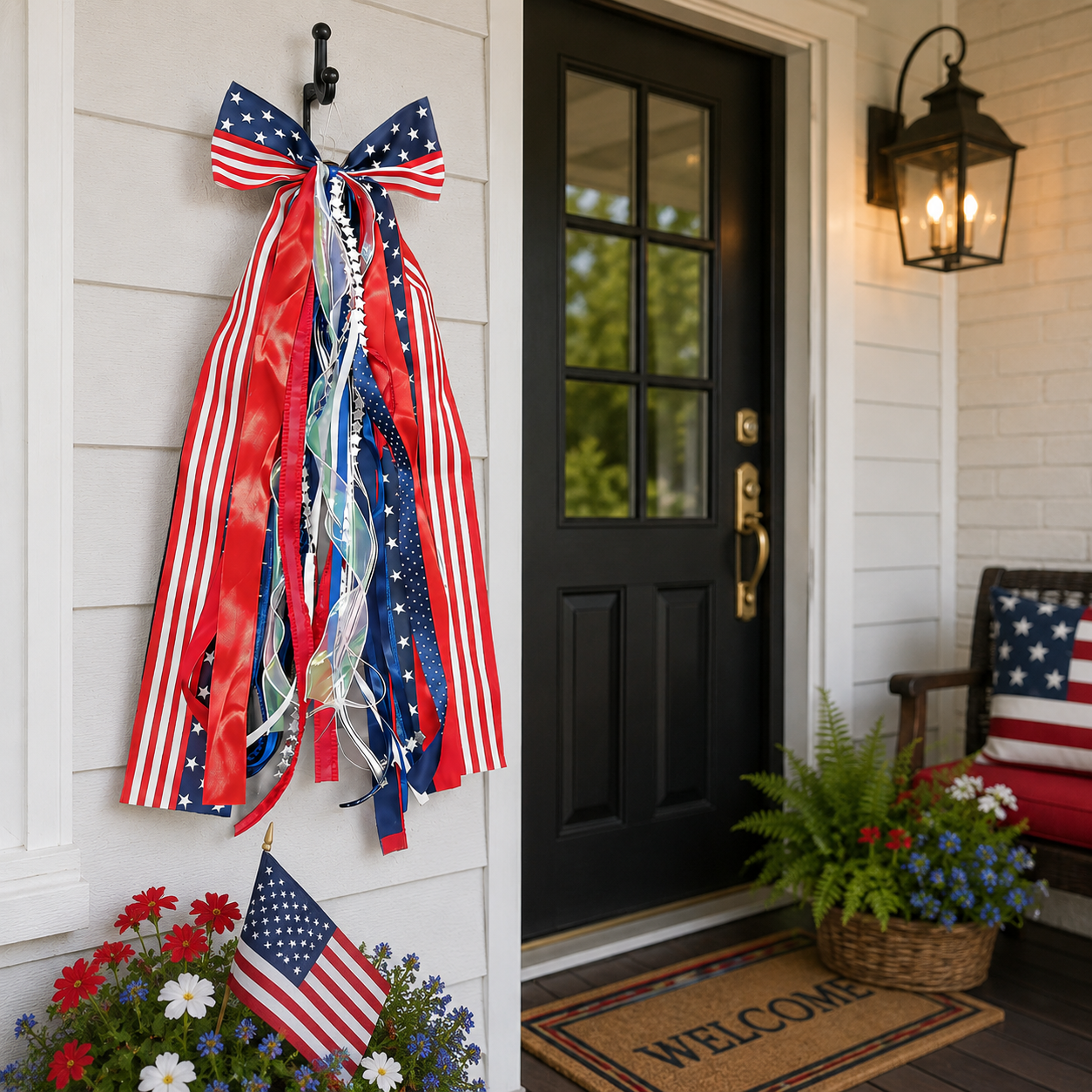 Patriotic Ribbon Bow Hanging Decor for America 250 & July 4th