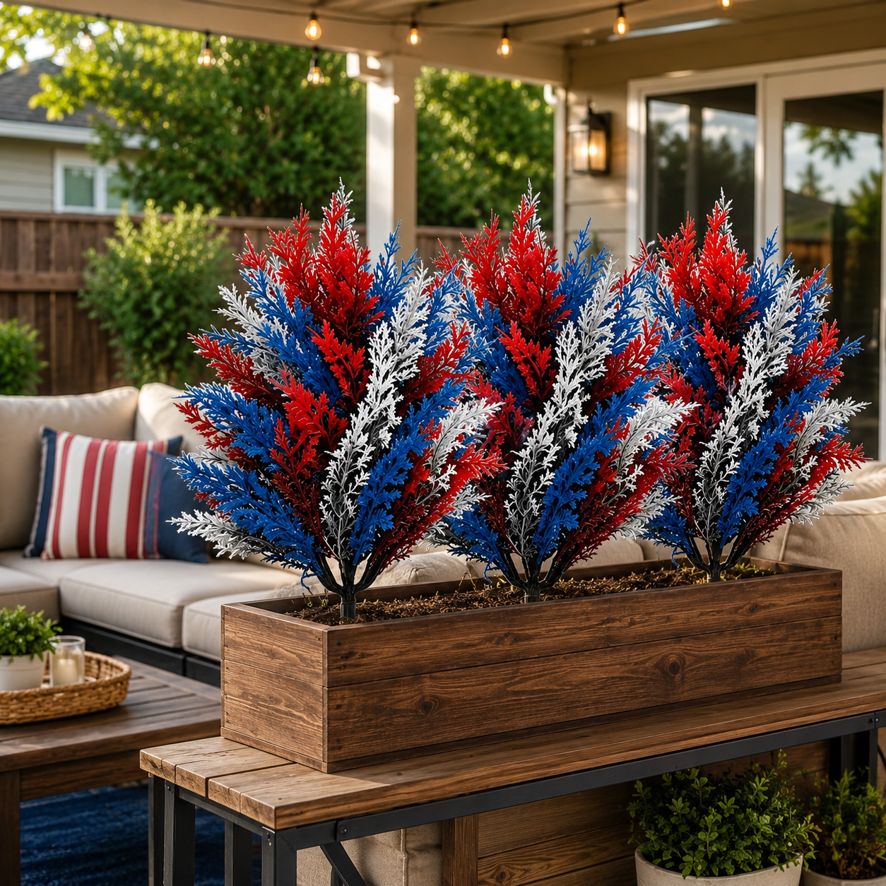 Red, White & Blue Patriotic Plastic Garden Stake Decor