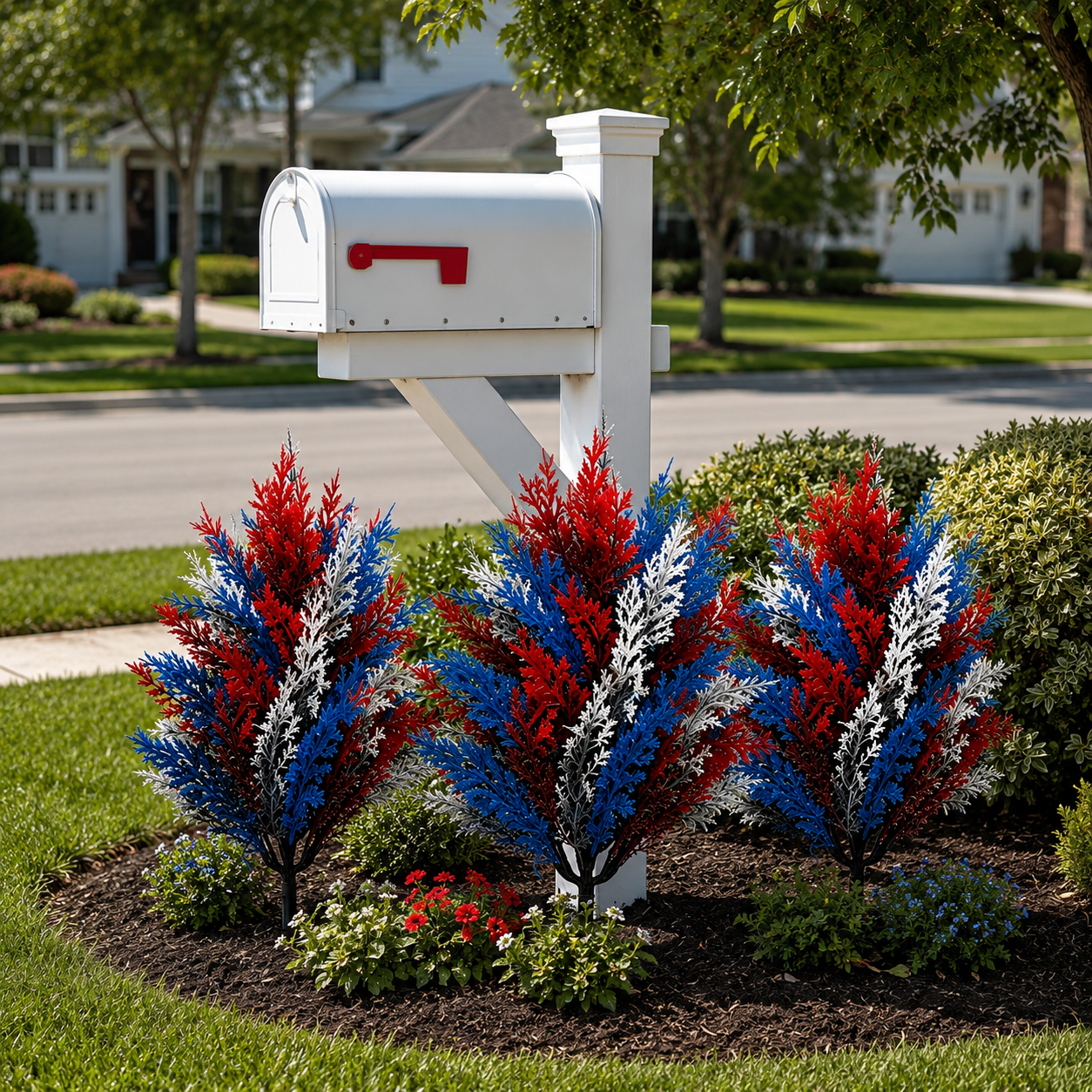 Red, White & Blue Patriotic Plastic Garden Stake Decor