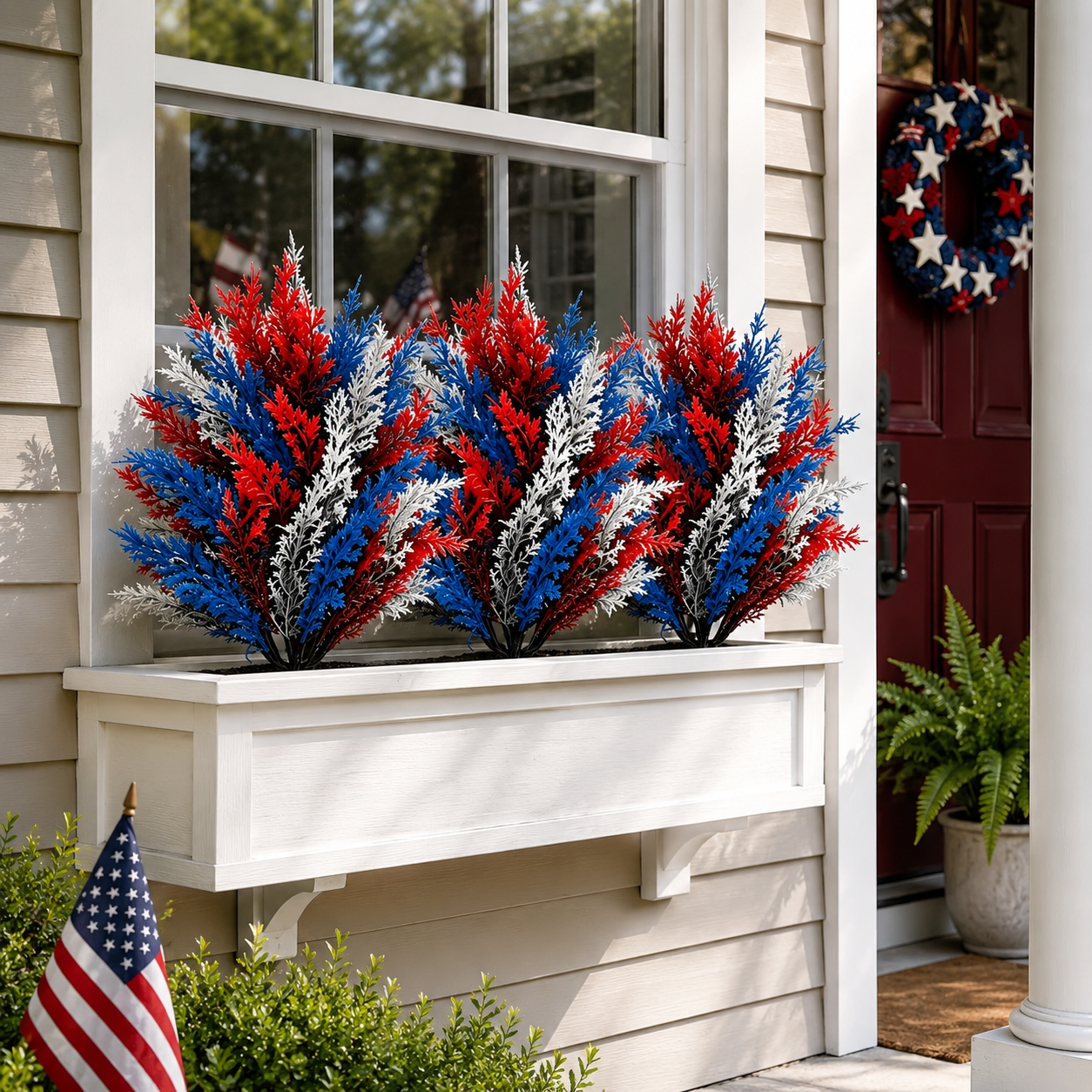 Red, White & Blue Patriotic Plastic Garden Stake Decor
