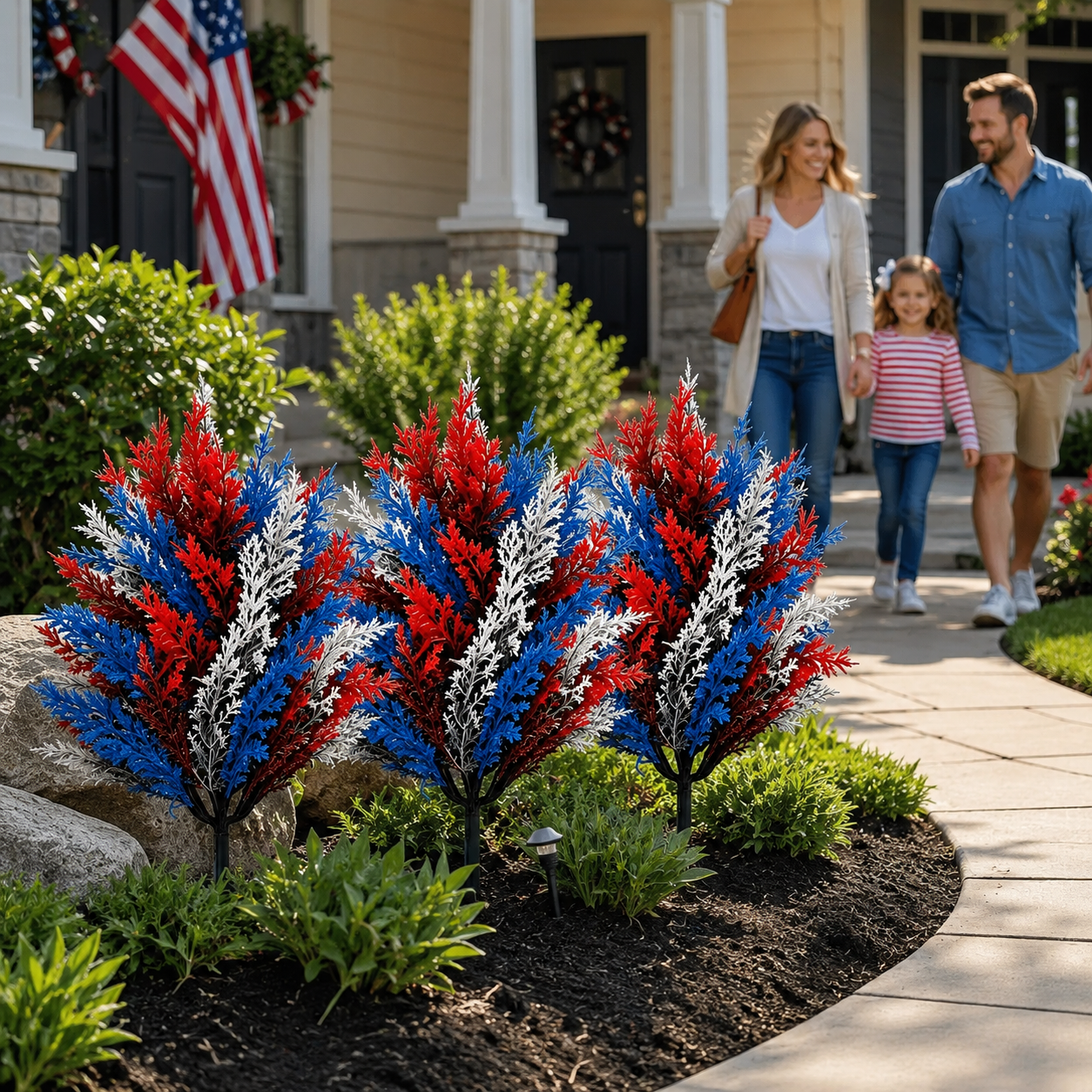 Red, White & Blue Patriotic Plastic Garden Stake Decor