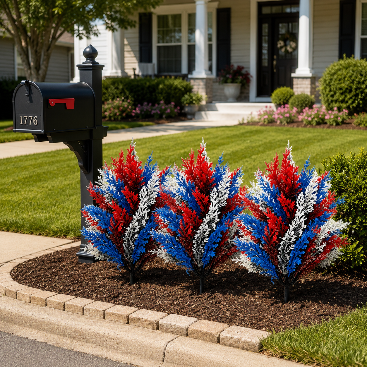 Red, White & Blue Patriotic Plastic Garden Stake Decor