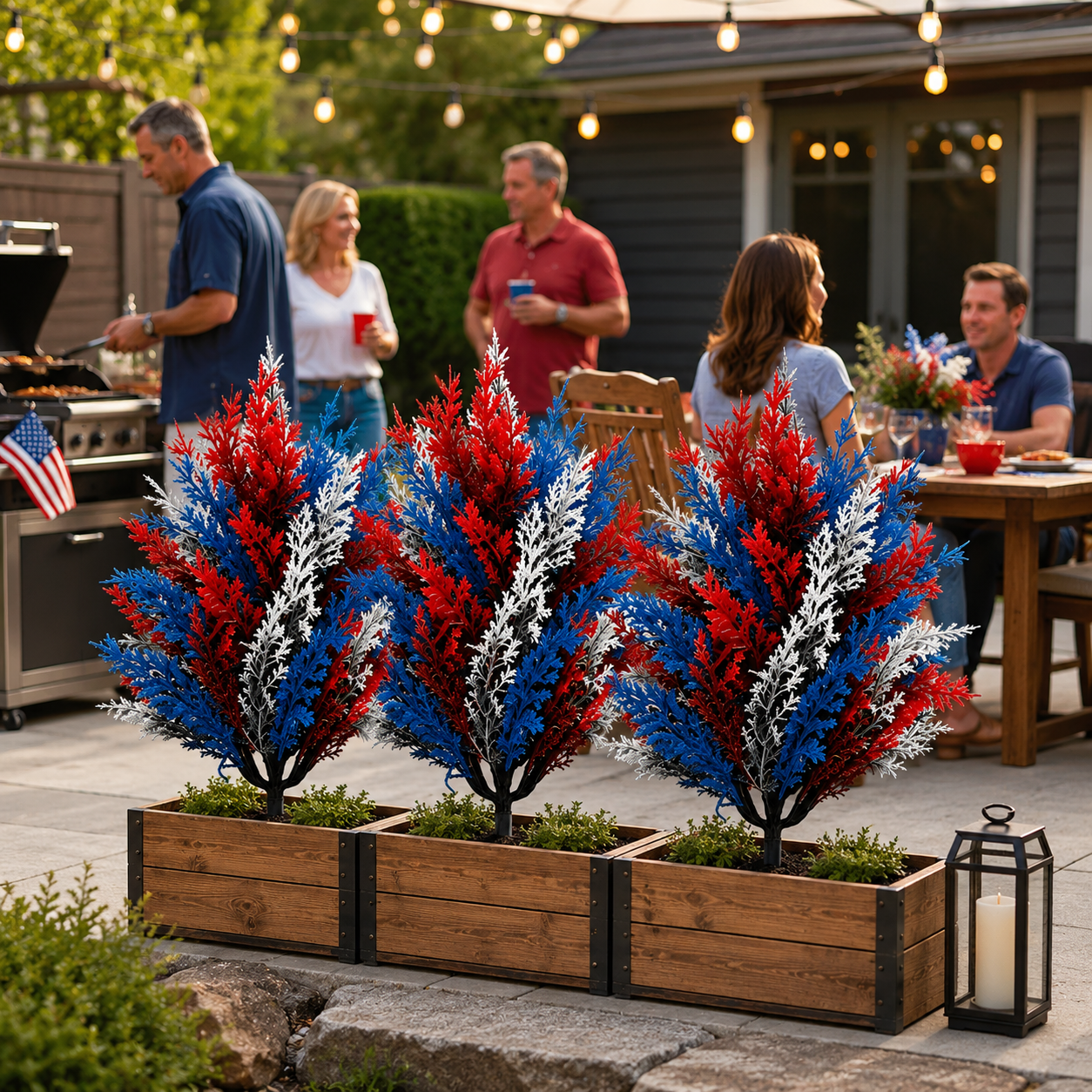 Red, White & Blue Patriotic Plastic Garden Stake Decor