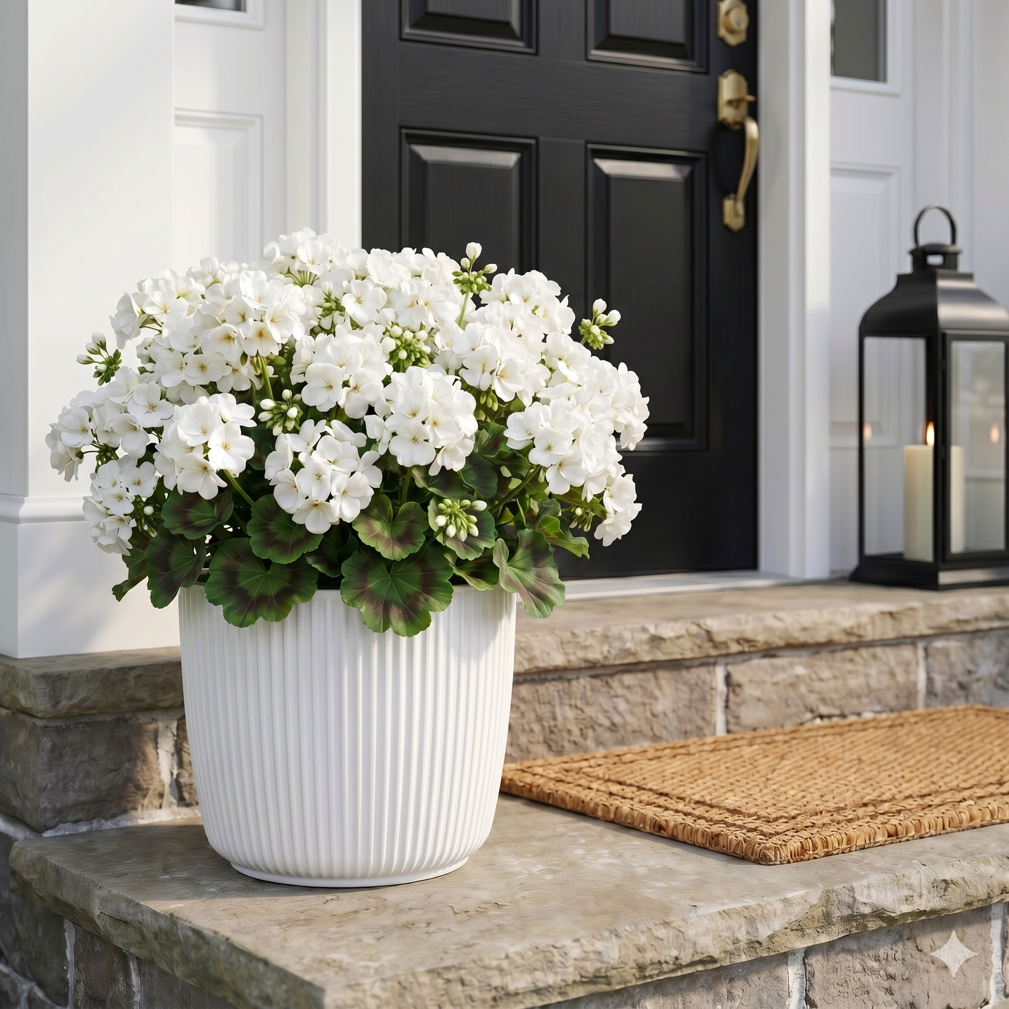 Artificial Begonia Flower Arrangement in Planter – 14.2” Tall Lush Faux Floral Decor for Porch & Patio