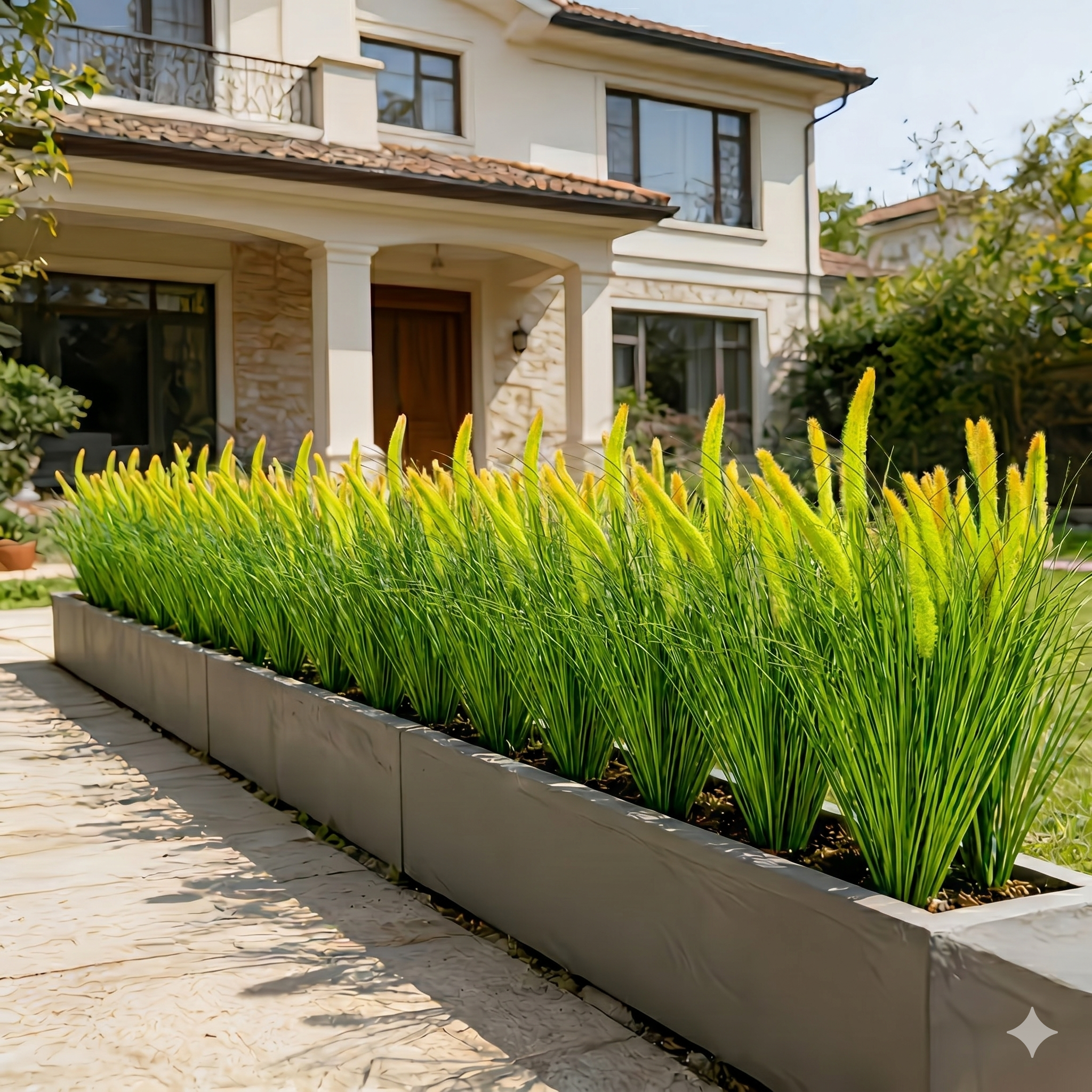 90cm Artificial Foxtail Grass in Planter – Realistic PVC Faux Outdoor Accent Plant