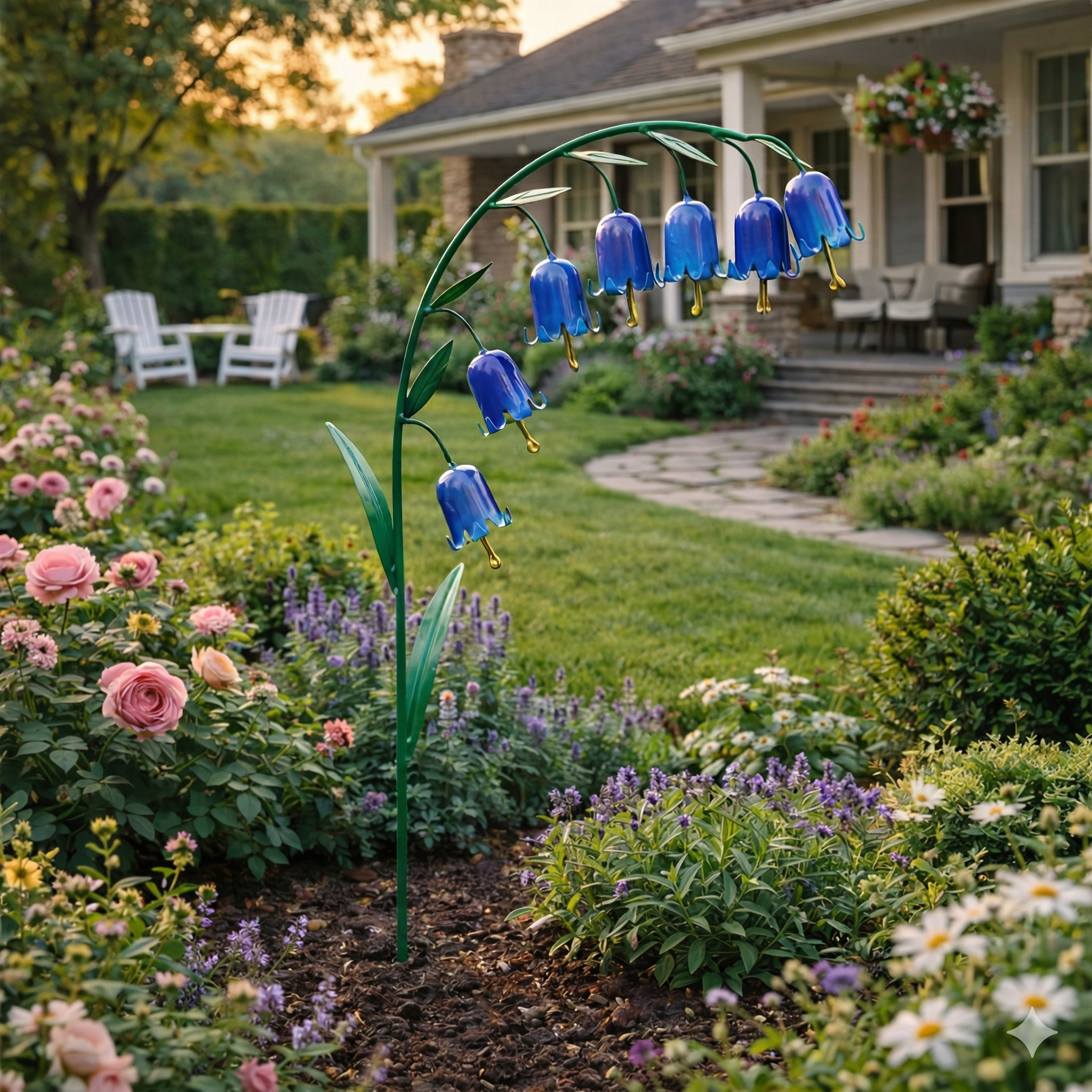 Handcrafted Bluebell Metal Garden Stake – Decorative Floral Yard Art for Garden, Patio & Lawn
