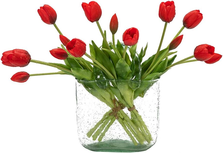 Real Touch Latex Tulip Bouquet (15pcs) – 3 Bunches Faux Tulips for Spring Home & Wedding Decor