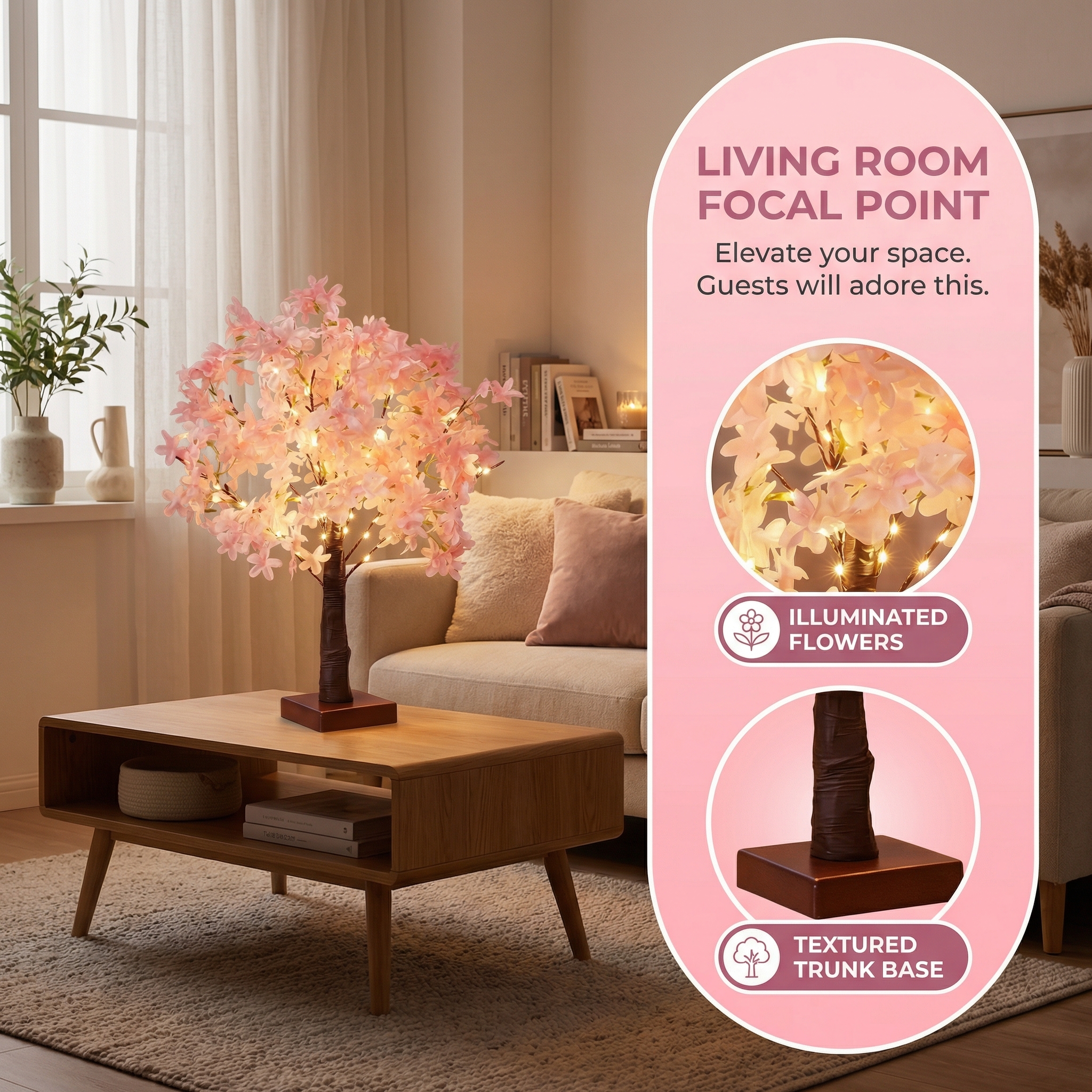 Pink Cherry Blossom Tree Lamp