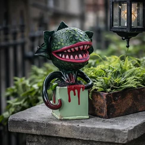 Creepy Carnivorous Plant Resin Statue for Garden, Porch & Planters