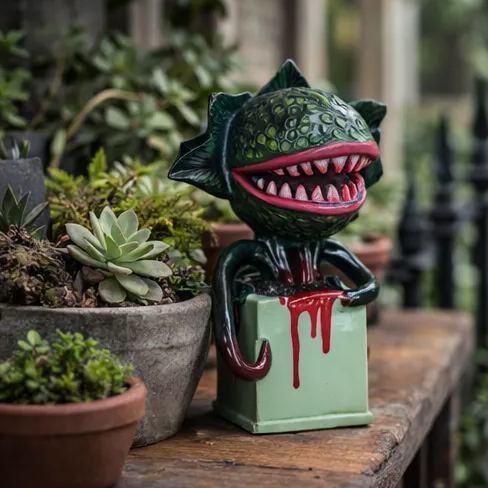 Creepy Carnivorous Plant Resin Statue for Garden, Porch & Planters