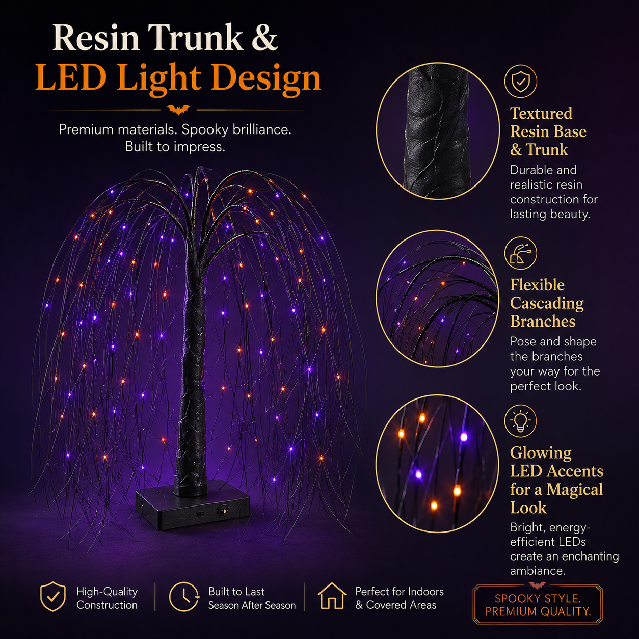 Midnight Willow Halloween Light Tree