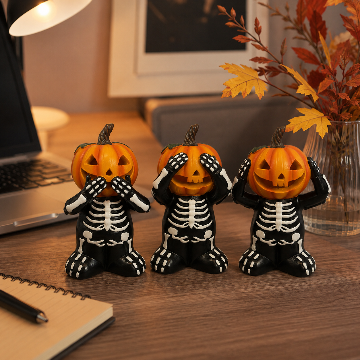 Pumpkin Mischief Skeleton Figurine