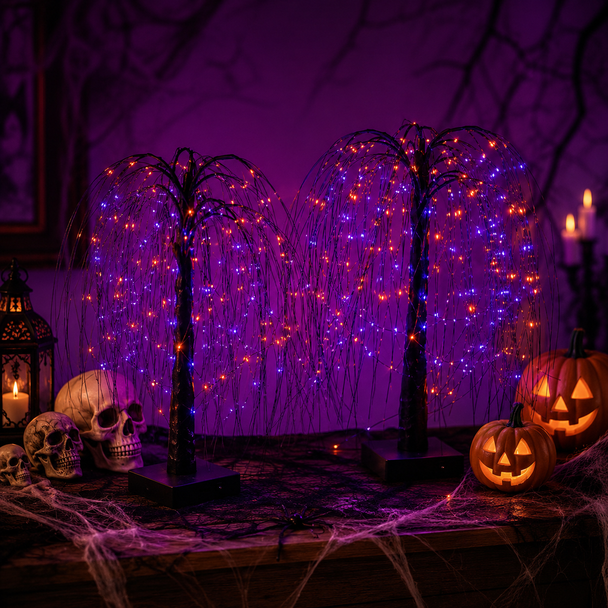 Midnight Willow Halloween Light Tree