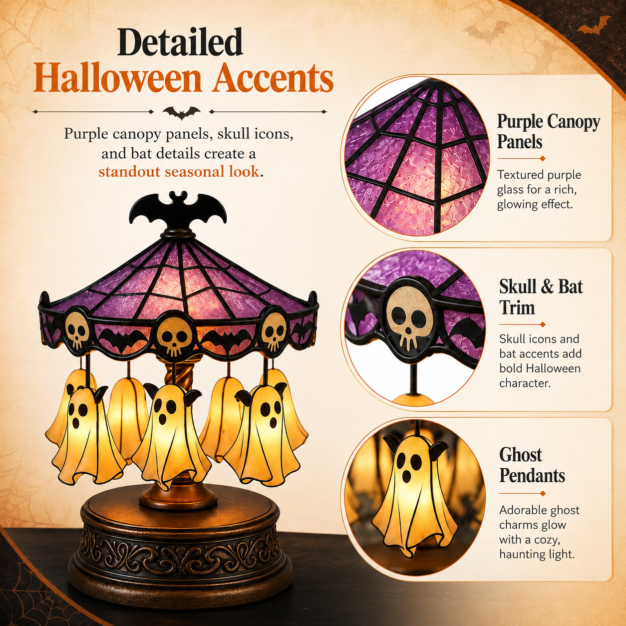 Enchanted Halloween Ghost Carousel Lamp