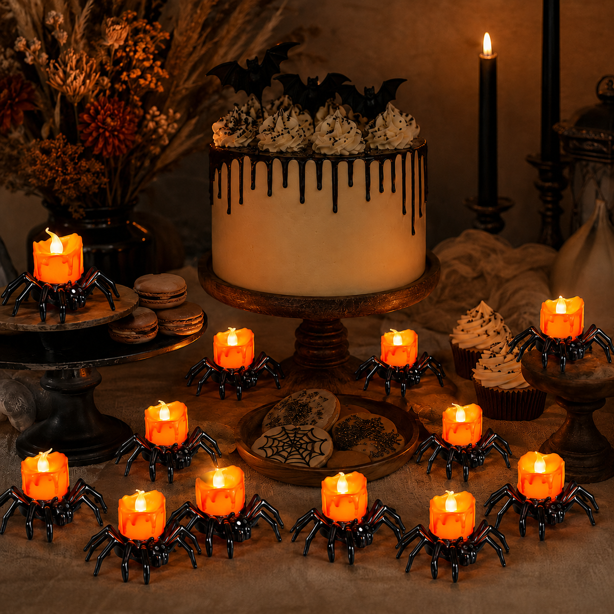Halloween Spider Glow Lights — Set Of 12