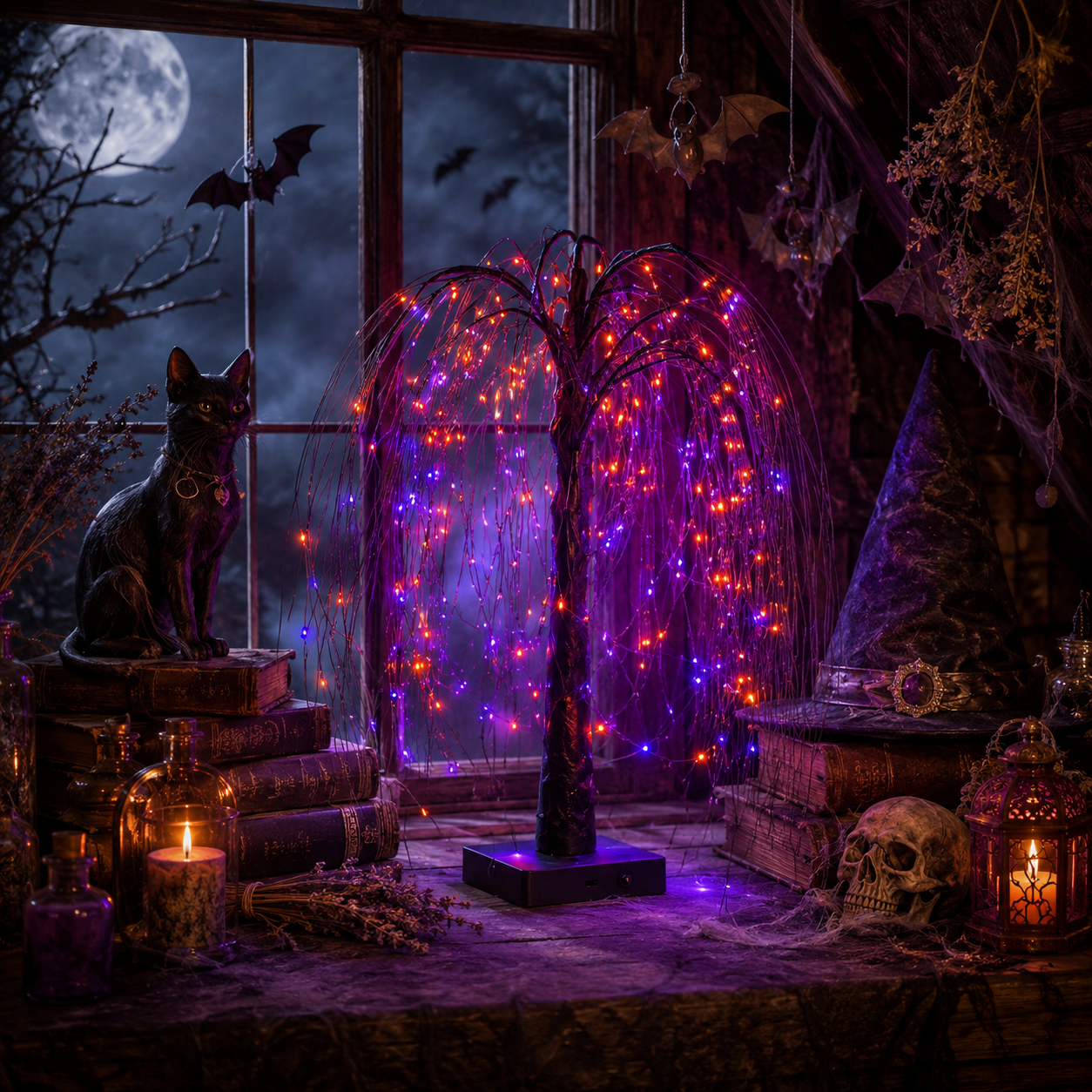 Midnight Willow Halloween Light Tree