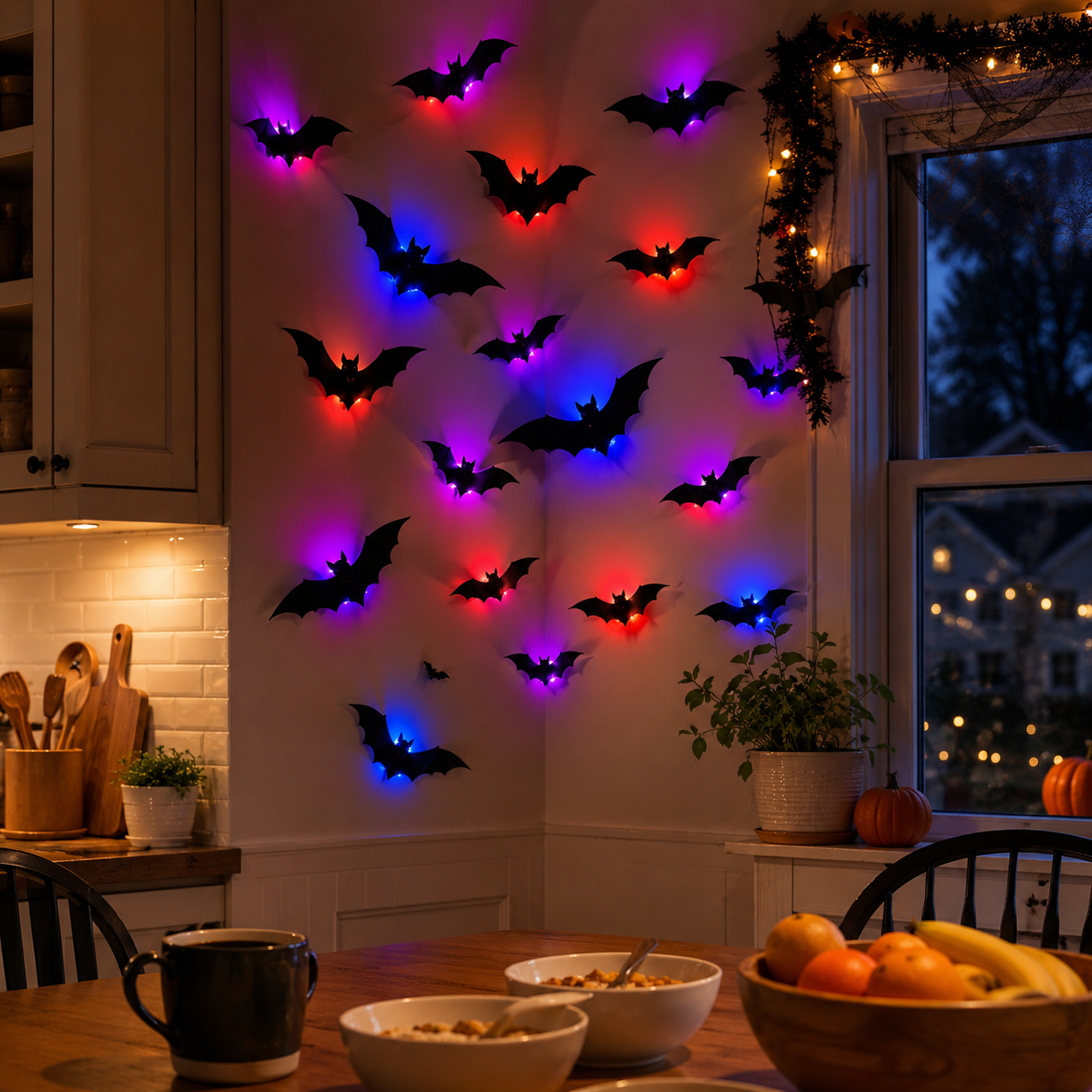 Festive 3D Halloween Bat Decor Set – 36 Pieces