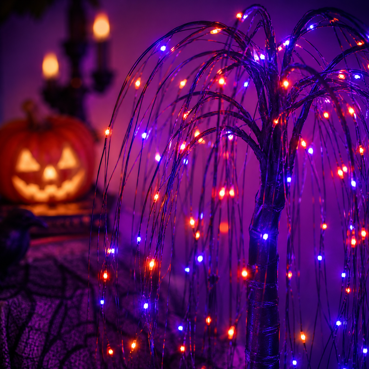 Midnight Willow Halloween Light Tree