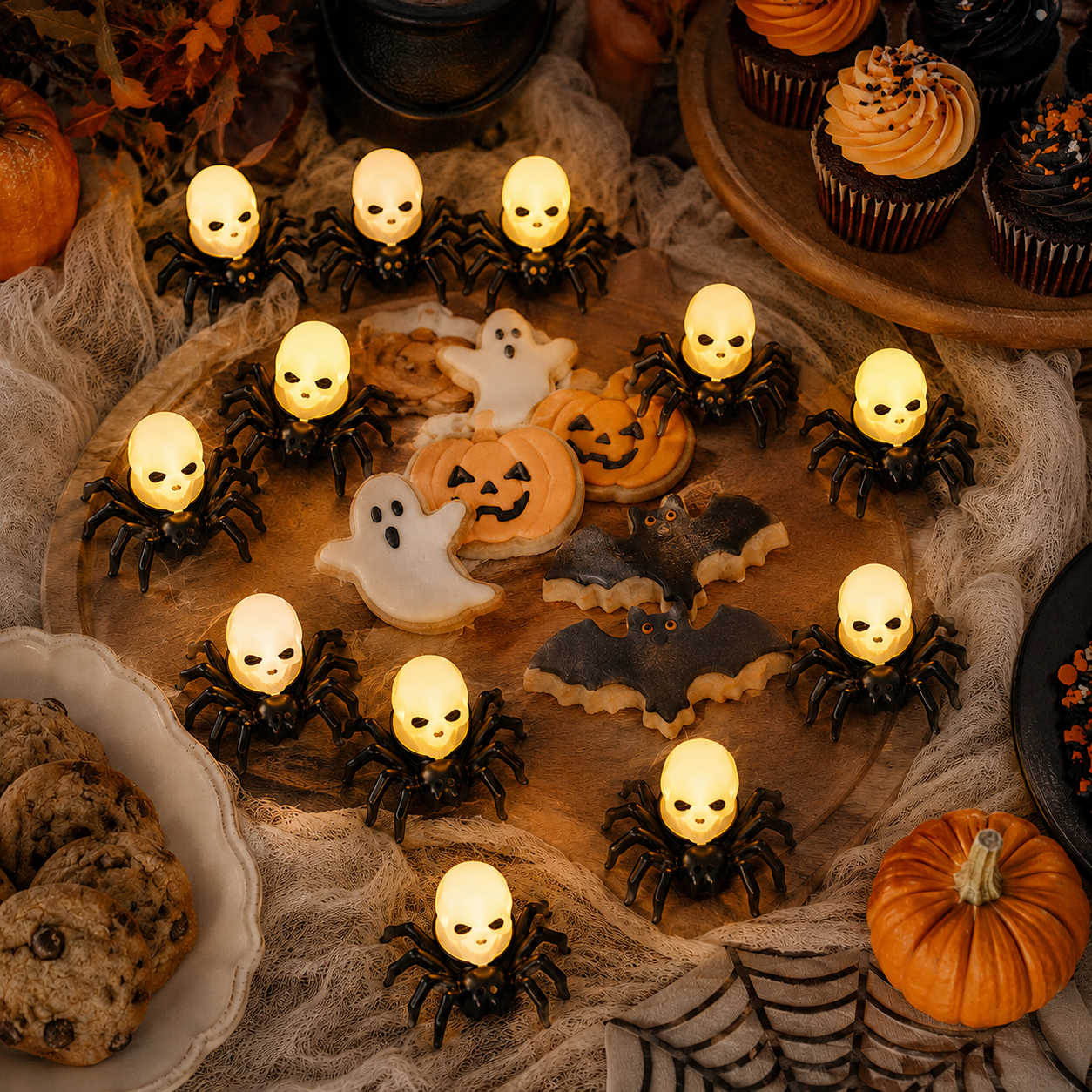 Halloween Spider Glow Lights — Set Of 12
